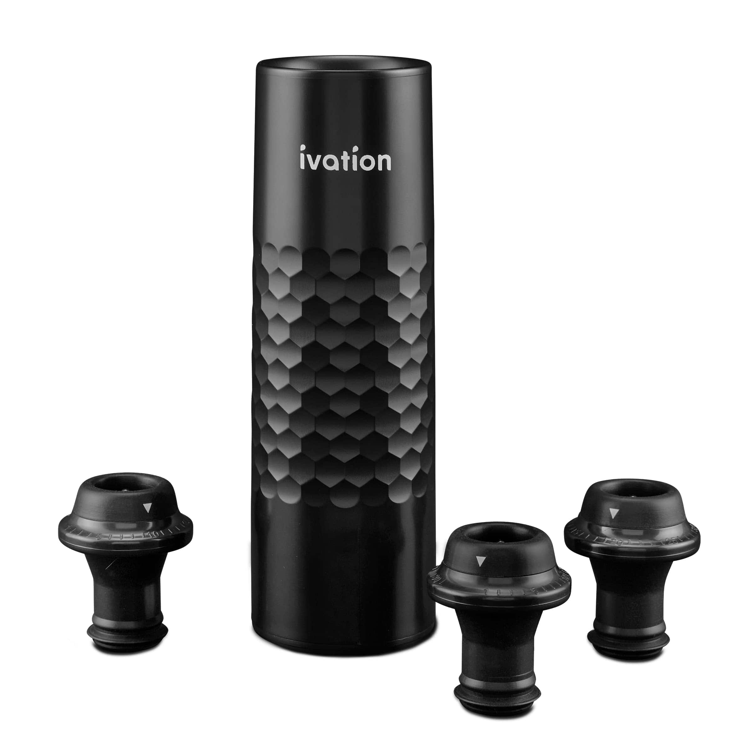 Ivation - 6-Piece Rechargeable Wine Saver Pump with Reusable Wine Stoppers - Black