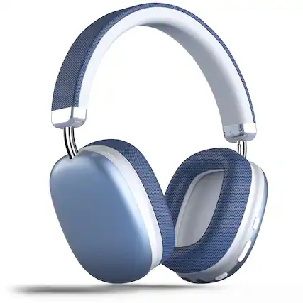 Front. VEAT00L - SY-BT1632 Blue Over-Ear Bluetooth Headphones: 40mm Bass Driver, Bluetooth 5.3 Dual-Mode, 40hr Battery, Comfort Fit - Blue.