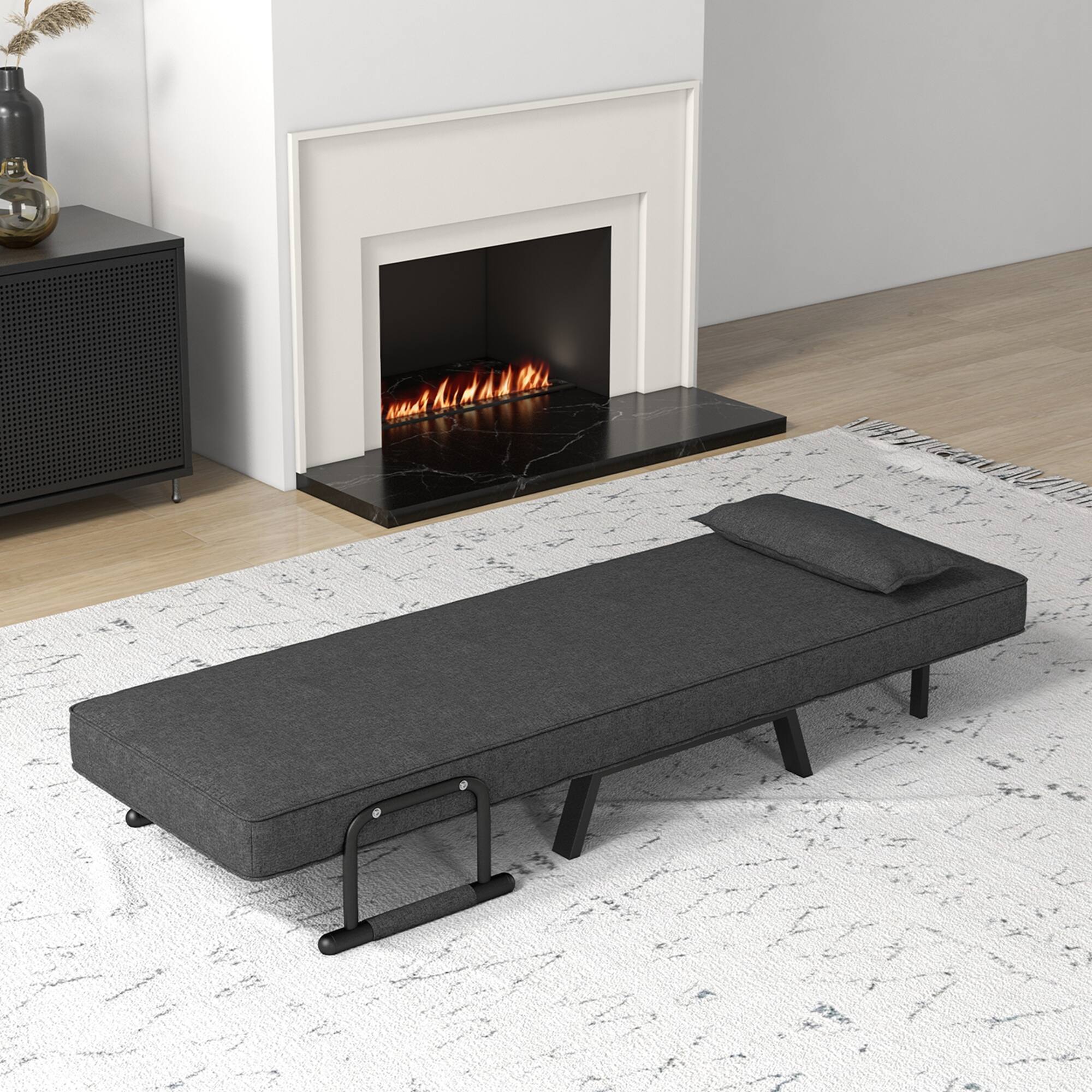 Alt View 1. Costway - Costway Folding 6 Position Convertible Sleeper Bed Armchair Lounge Couch w/ Pillow - Gray.