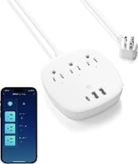 BN-LINK - Smart Plug Power Strip, 3 Outlets + 3 USB (20W USB-C), Surge Protector, Alexa & Google Home Compatible - White