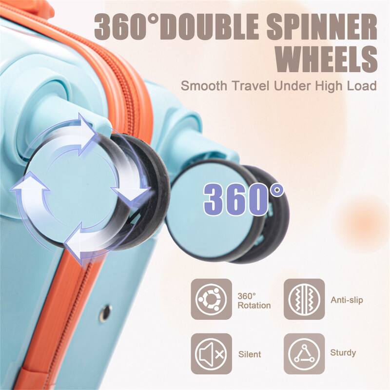 360° DOUBLE SPINNER WHEELS  
Smooth Travel Under High Load  
360° Rotation  
Anti-slip  
Silent  
Sturdy
