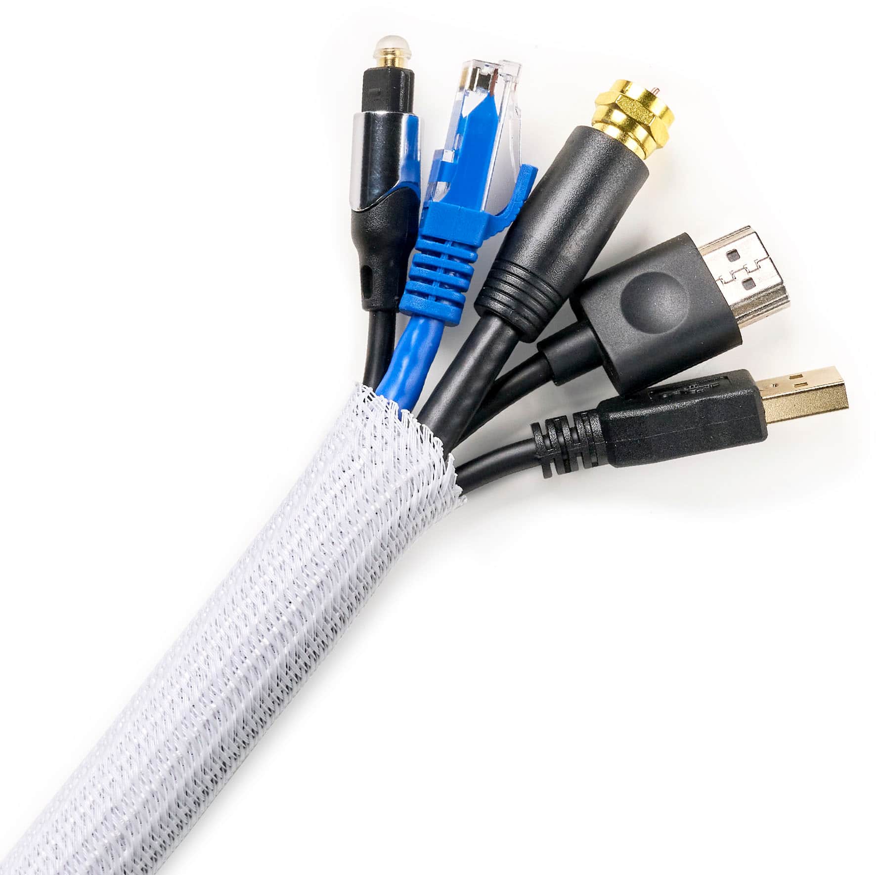 Angle. Wrap-It Storage - Wrap-It Storage Cable Sleeve - Mesh - 10' x 0.75" White - White.