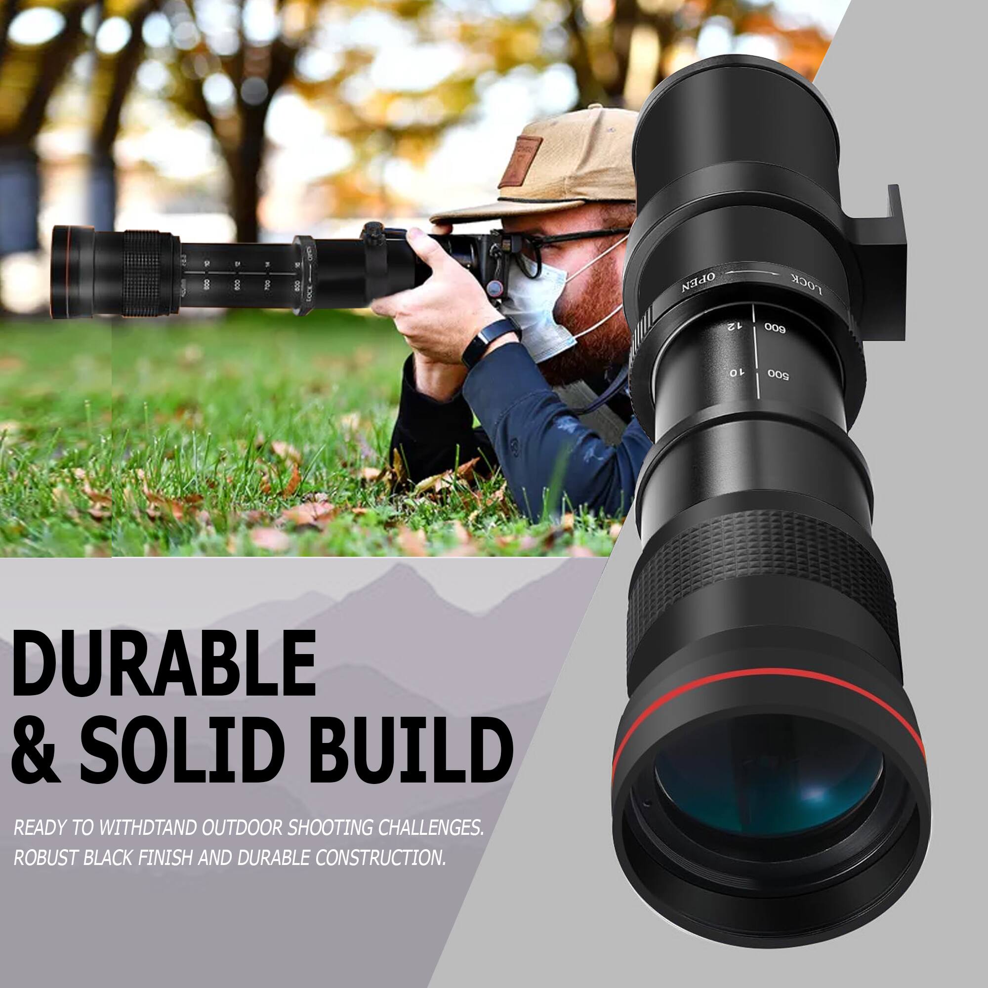 1. ROC. I 3 I OPEN FOCK 12 0D 10 500 DURABLE & SOLID BUILD READY TO WITHSTAND OUTDOOR SHOOTING CHALLENGES. ROBUST BLACK FINISH AND DURABLE CONSTRUCTION.