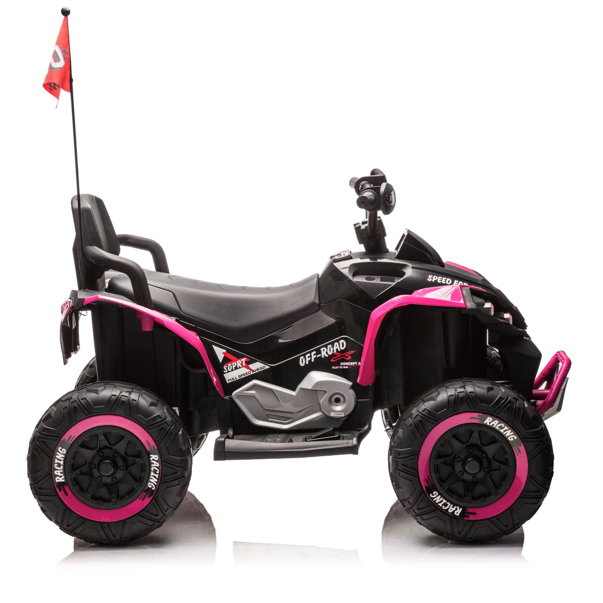 Alt View 10. ELEMENT ACE - Large Kids Ride-On Electric ATV with Parental Remote Control, Four-Wheel Shock Absorbers, Bluetooth, and Music Functions - Black,Pink.