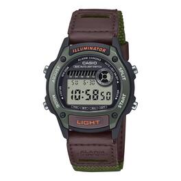 Casio - Men’s Digital Illuminator Chronograph Watch with and Green Strap - W-220HF-3AV - Brown