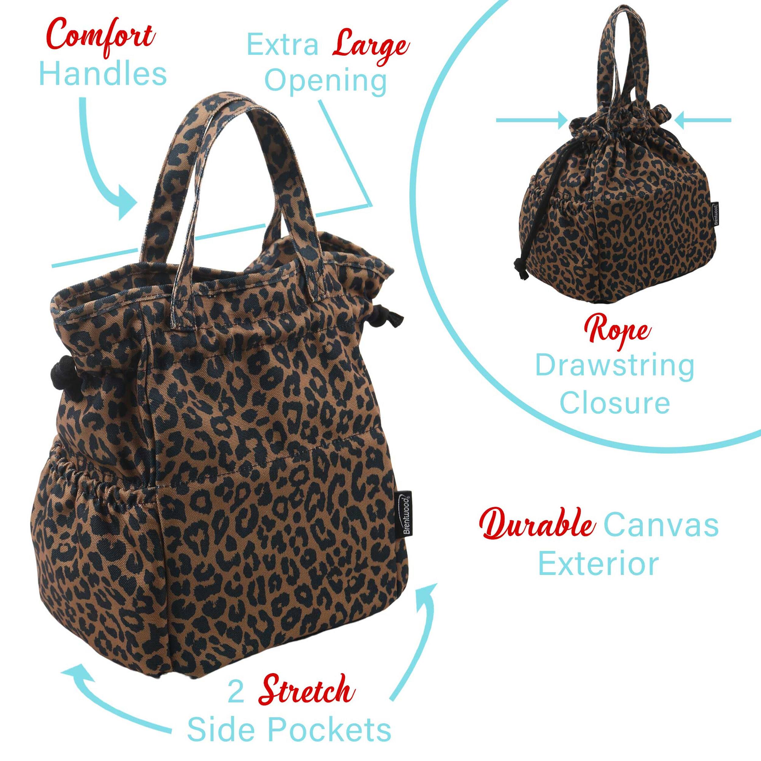 Comfort Handles, Extra Large Opening, Rope Drawstring Closure, Durable Canvas Exterior, 2 Stretch Side Pockets