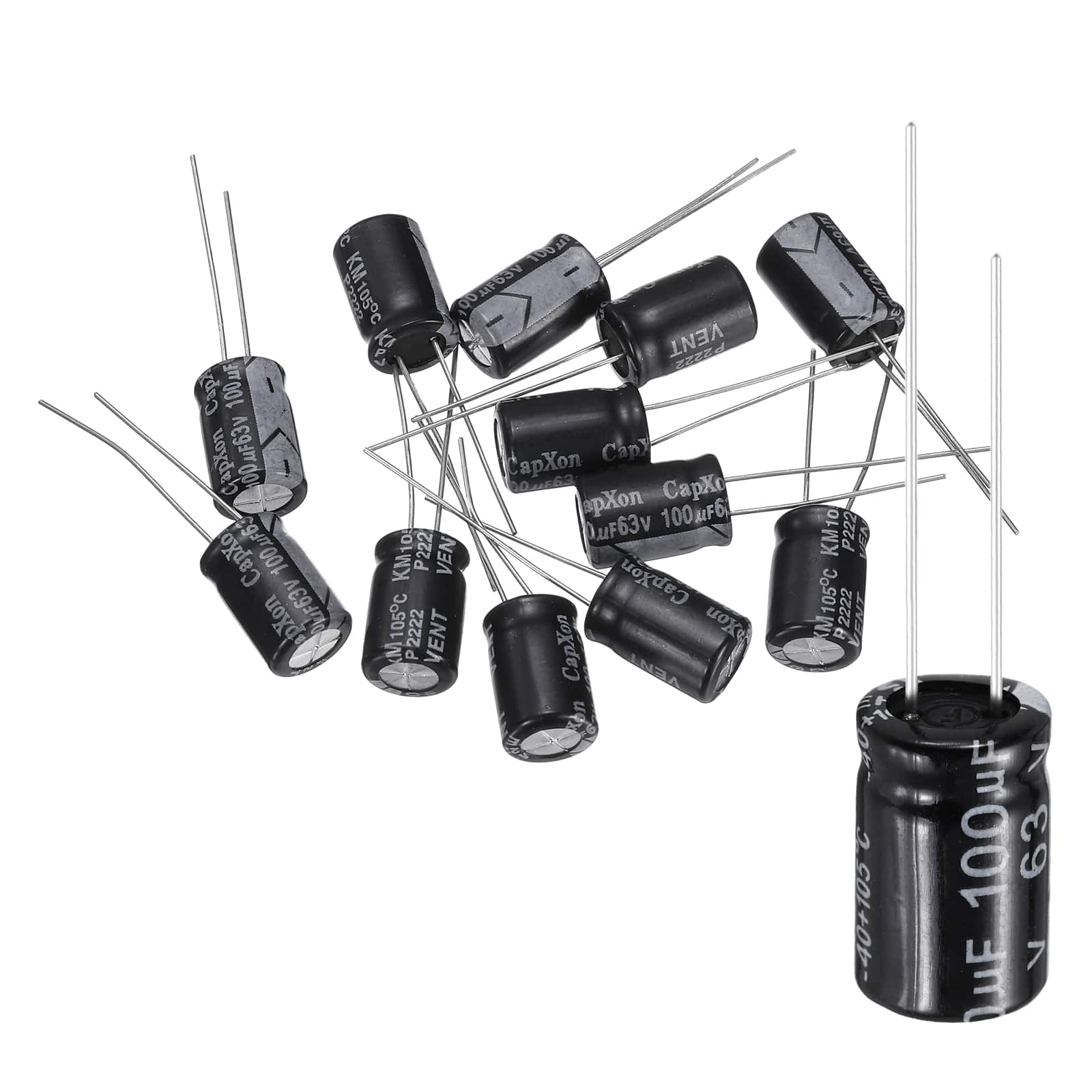 Unique Bargains - 100uF 63V 8x12mm Electrolytic Capacitor, 105C High Temp Radial Leads, for TVs/LCDs/VCD, 12pcs - Black price history on PriceWatchPro