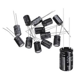 Unique Bargains - 100uF 63V 8x12mm Electrolytic Capacitor, 105C High Temp Radial Leads, for TVs/LCDs/VCD, 12pcs - Black