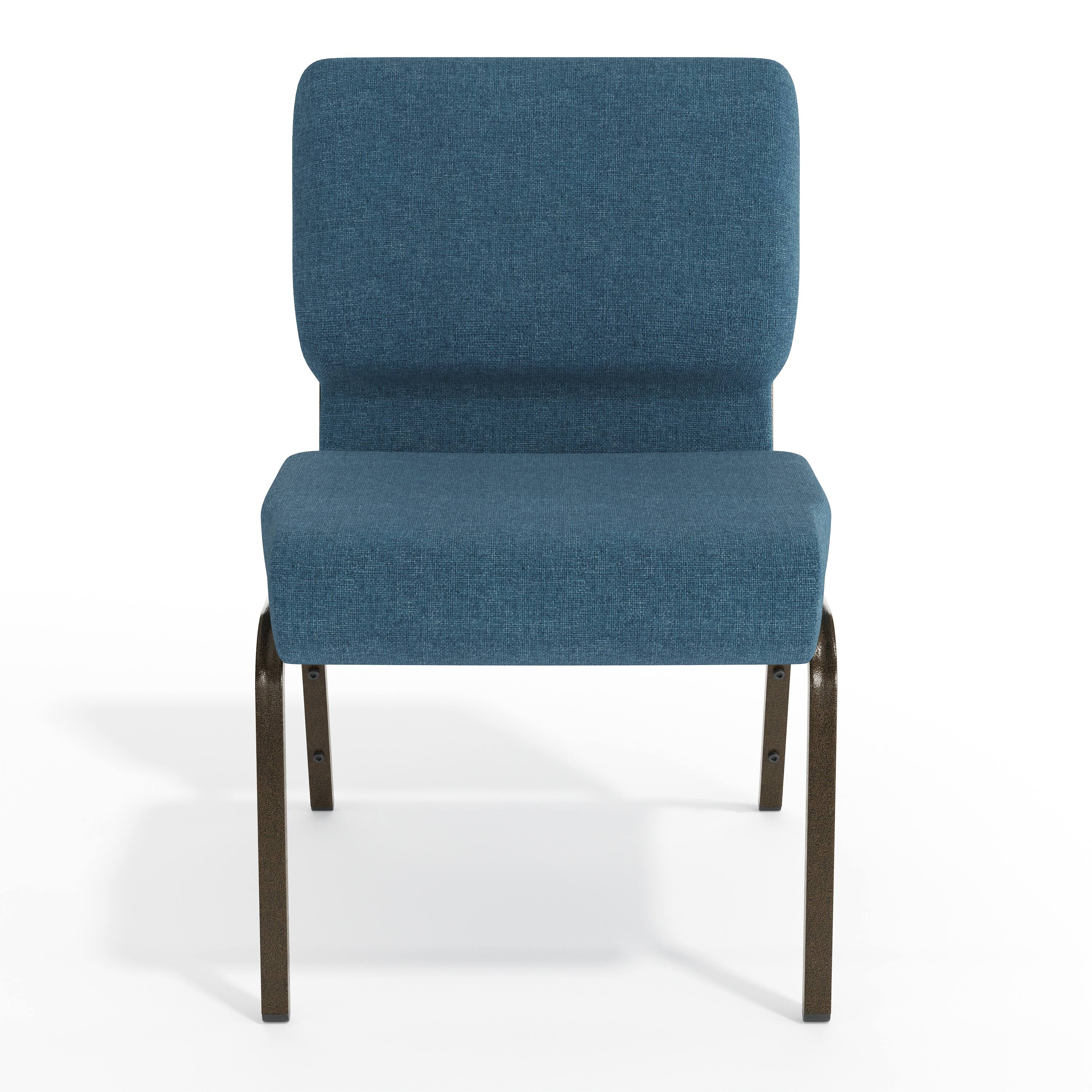 Alt View 9. Emma + Oliver - 21"W Stackable Church/Reception Guest Chair - Blue Fabric/Gold Vein Frame.