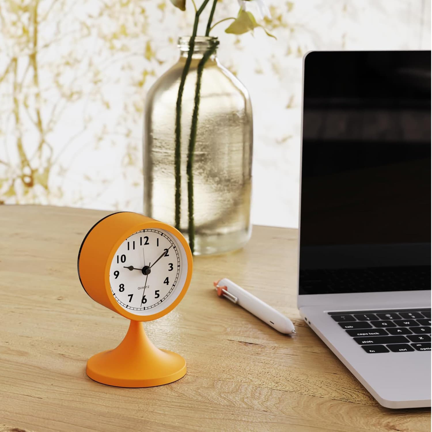 Alt View 3. FINEAK - 3" Silent Retro Metal Alarm Clock, Battery Operated with Light (Orange) - Orange.