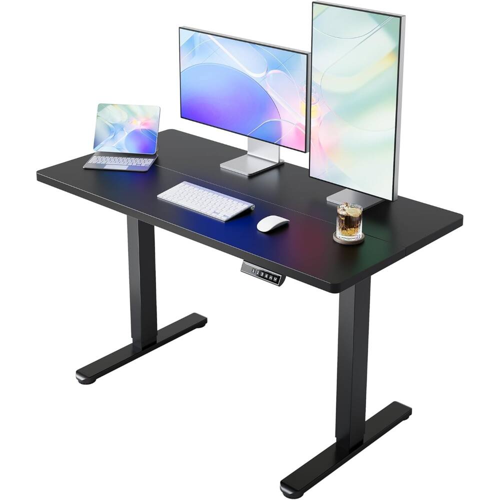 Front. ZUQIETA - ZUQIETA 4-Memory Electric Standing Desk - 48"x24" Adjustable Height with Cable Manager & Headphone Hook - Black.