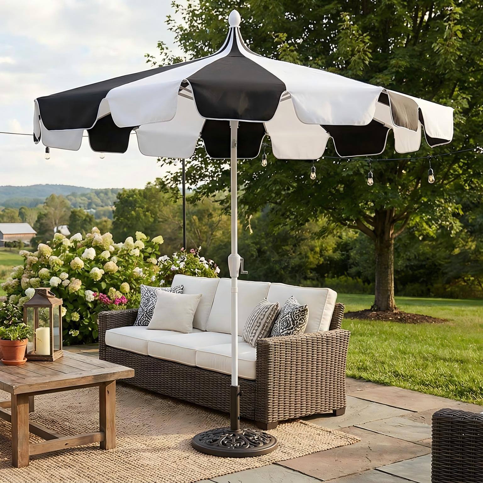 Alt View 10. Mondawe - 10 ft. Pagoda Patio Umbrella with Crank Lift and Tilt Adjustable - Black.