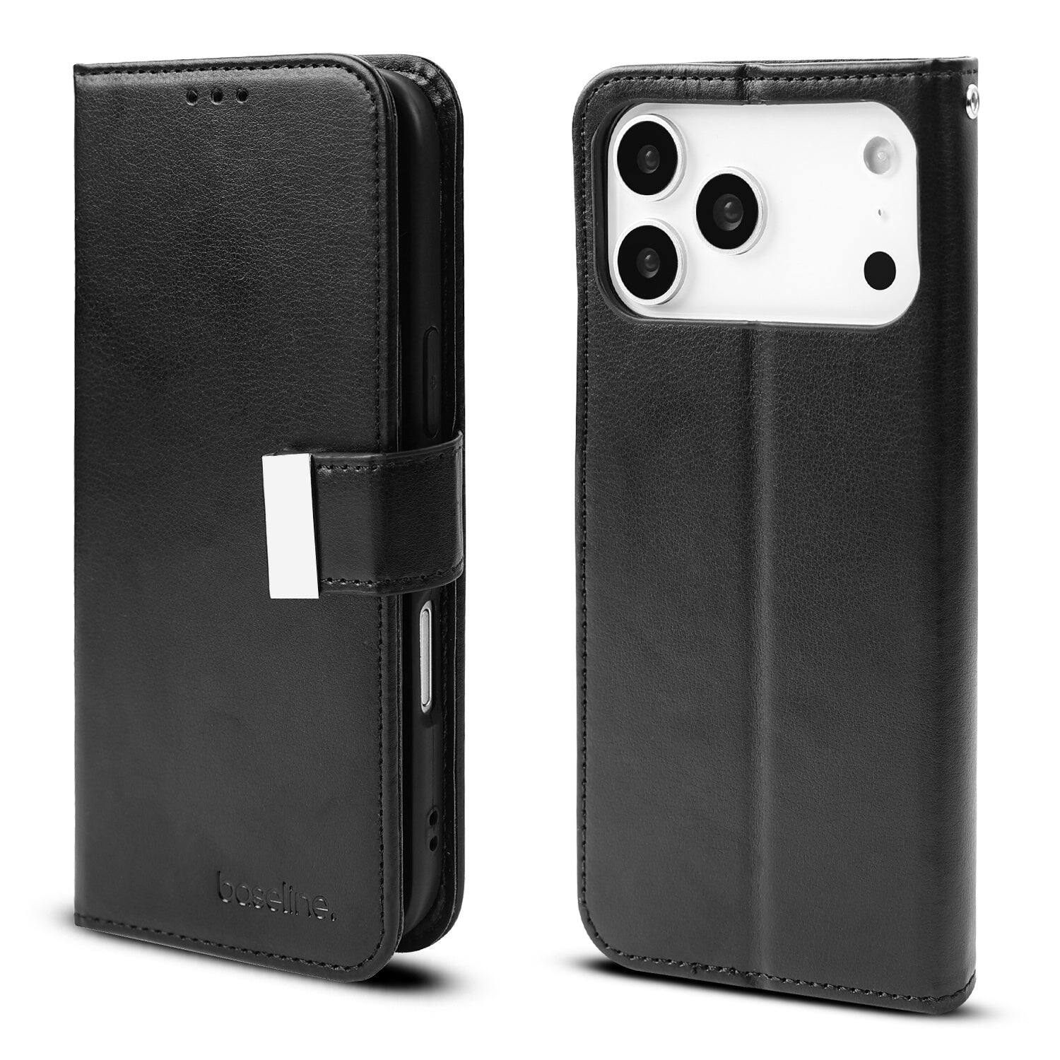 Front. BASELINE - baseline Wallet Folio Case for Apple iPhone 18 Pro Max / 17 Pro Max - Black.