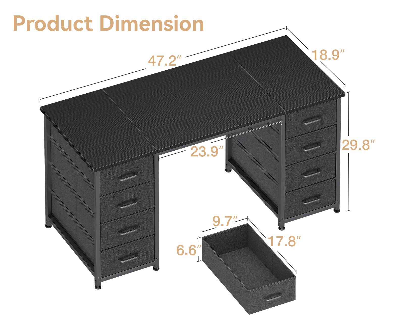 Product Dimension: 47.2" x 18.9" x 23.9" x 29.8" x 9.7" x 6.6" x 17.8"
