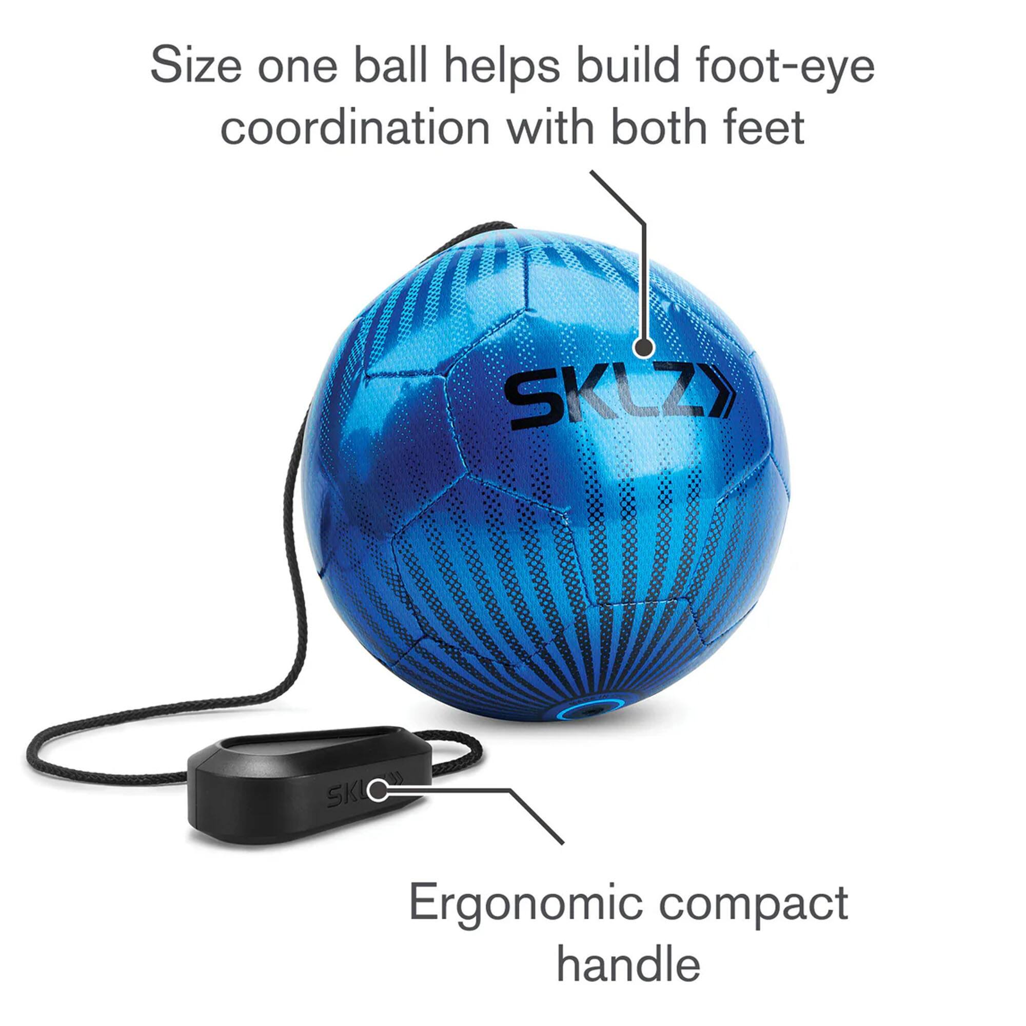 Size one ball helps build foot-eye coordination with both feet

Ergonomic compact handle