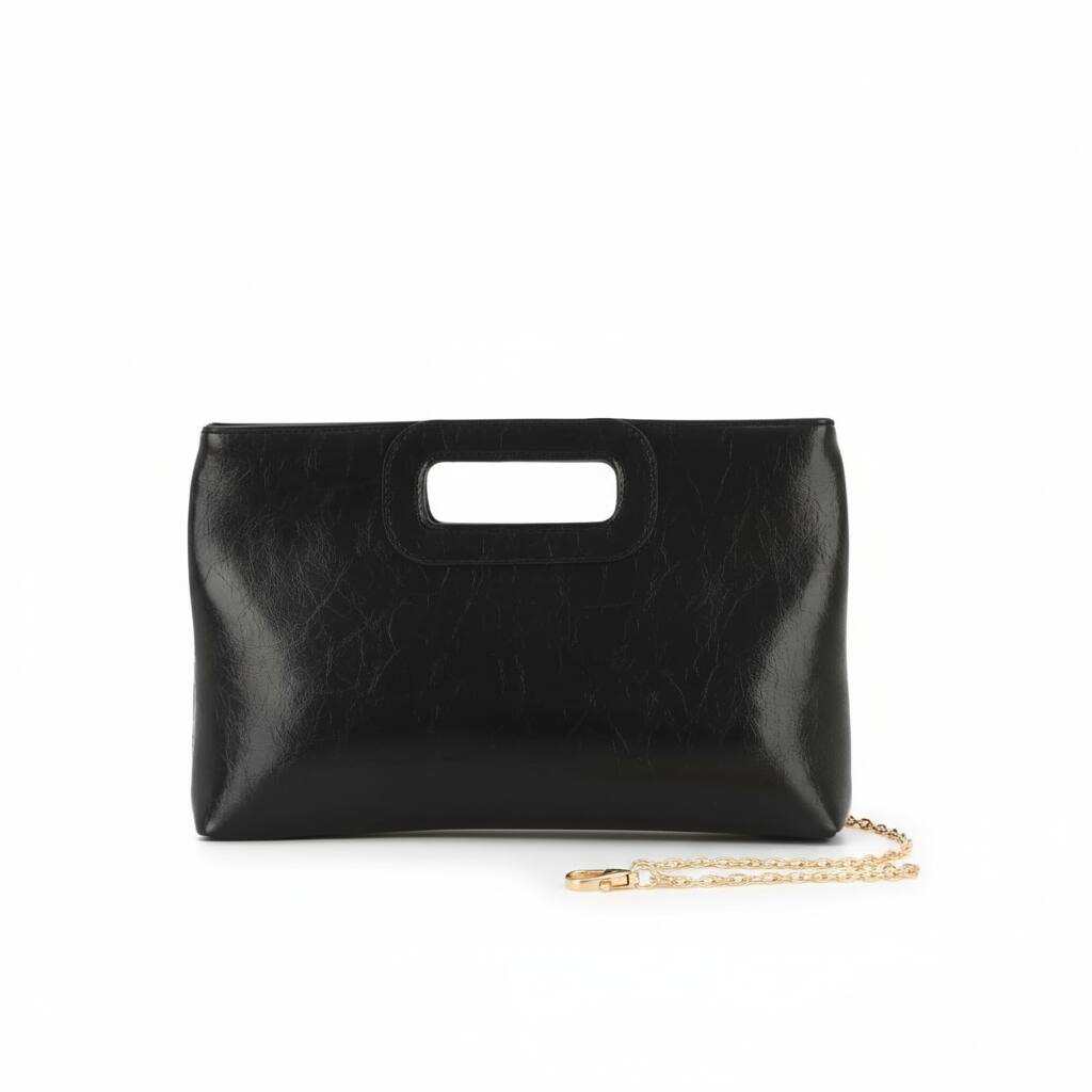 Front. ZUQIETA - ZUQIETA  Women's PU Leather Evening Clutch with Chain - Elegant Handbag for Wedding, Cocktail & Prom - Black.
