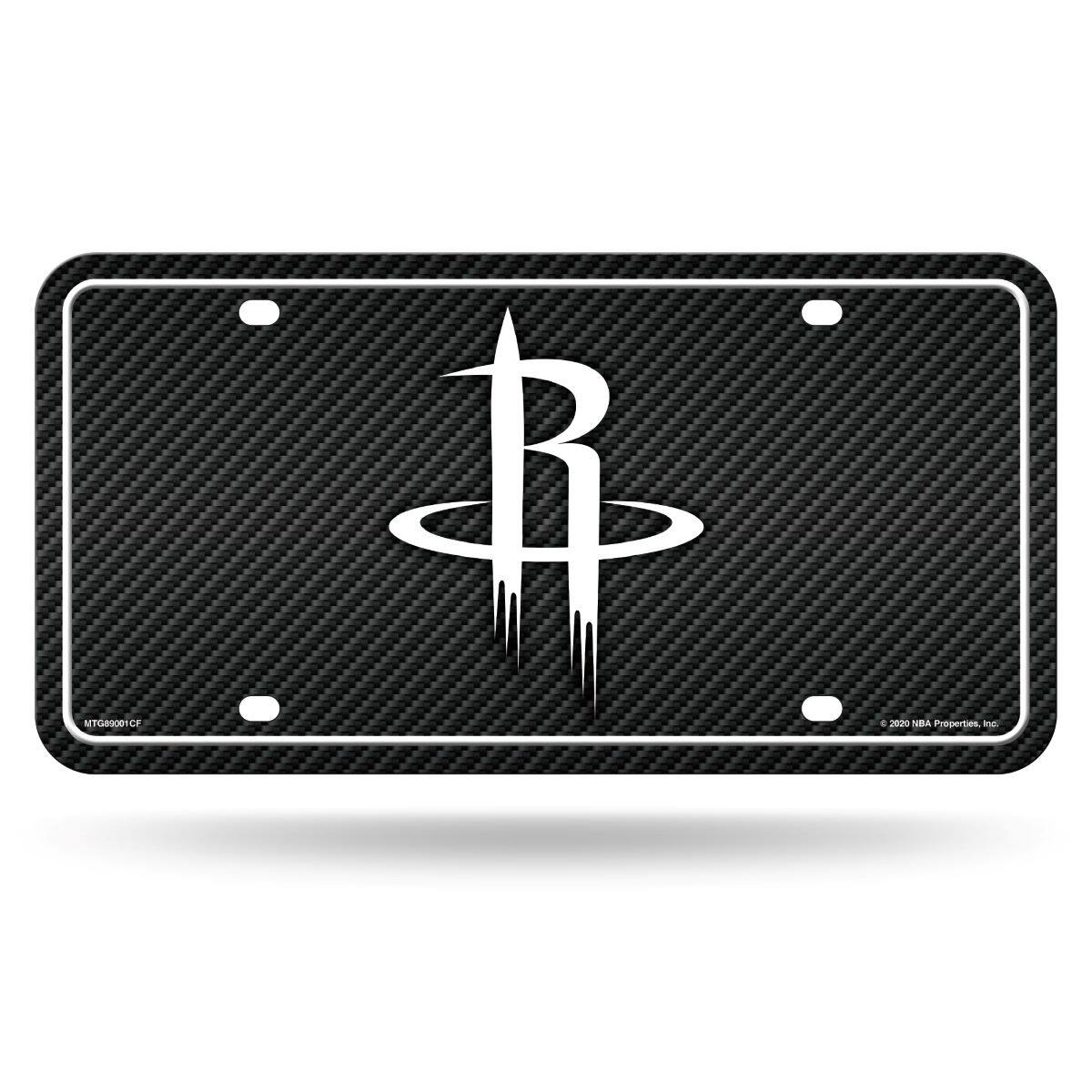 Rico Industries - Houston Rockets NBA Carbon Fiber Design 12x6 Metal License Plate Auto Tag - Multi