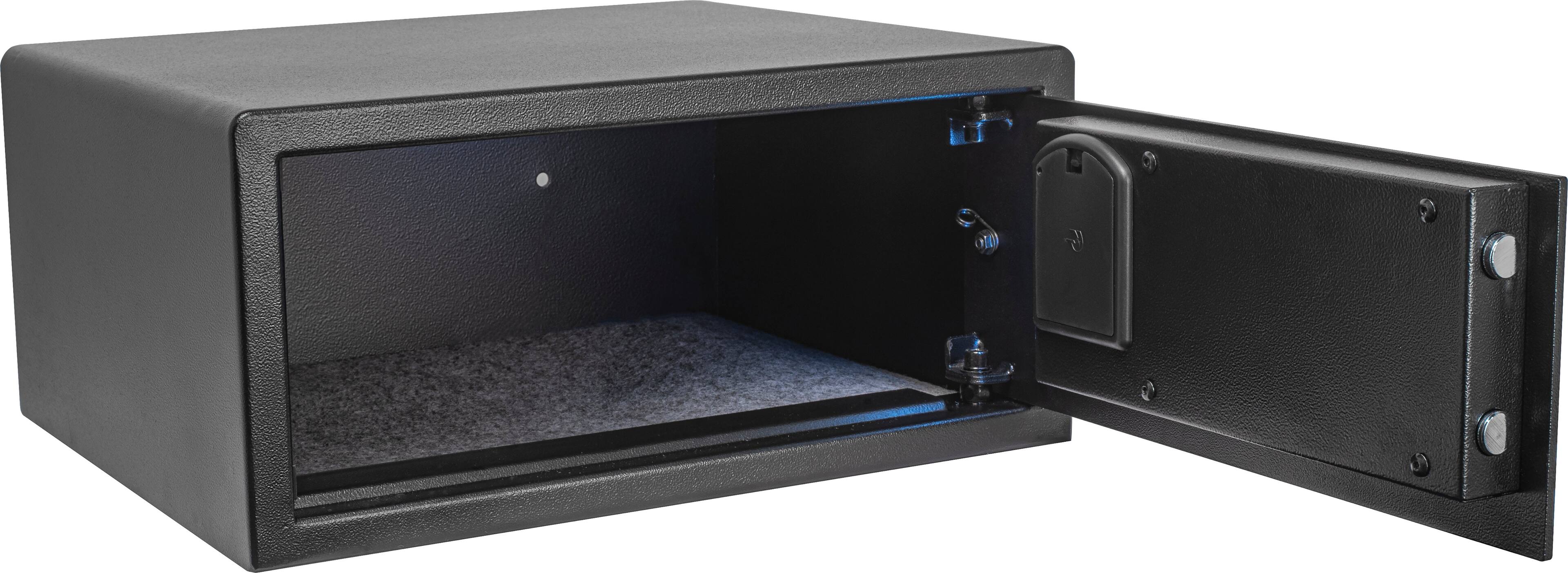 Angle. Barska - Digital LED Keypad Hotel Safe with Motorized Locking Bots & Interior LED - 0.84 Cu Ft 15" Laptop - Black.