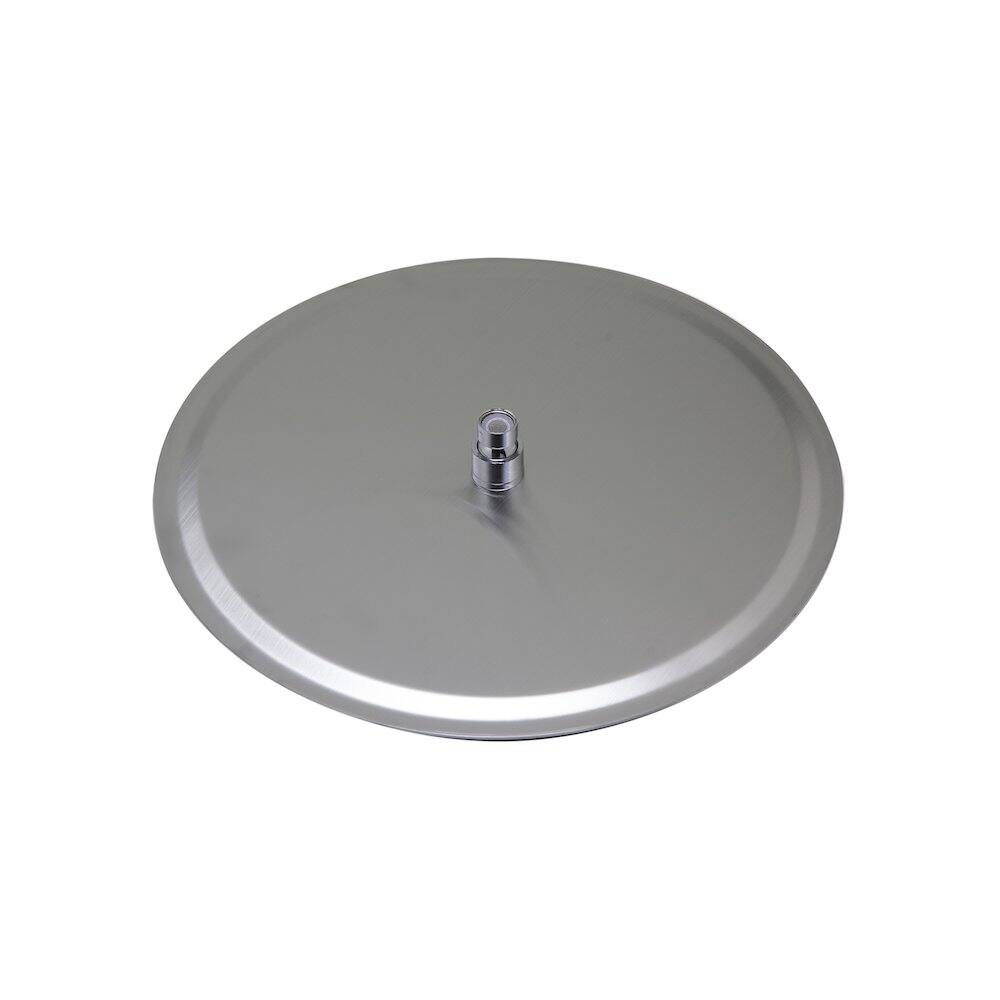 Left. Alfi - Solid Brushed Stainless Steel 16" Round Ultra Thin Rain Shower Head - Stainless Steel.
