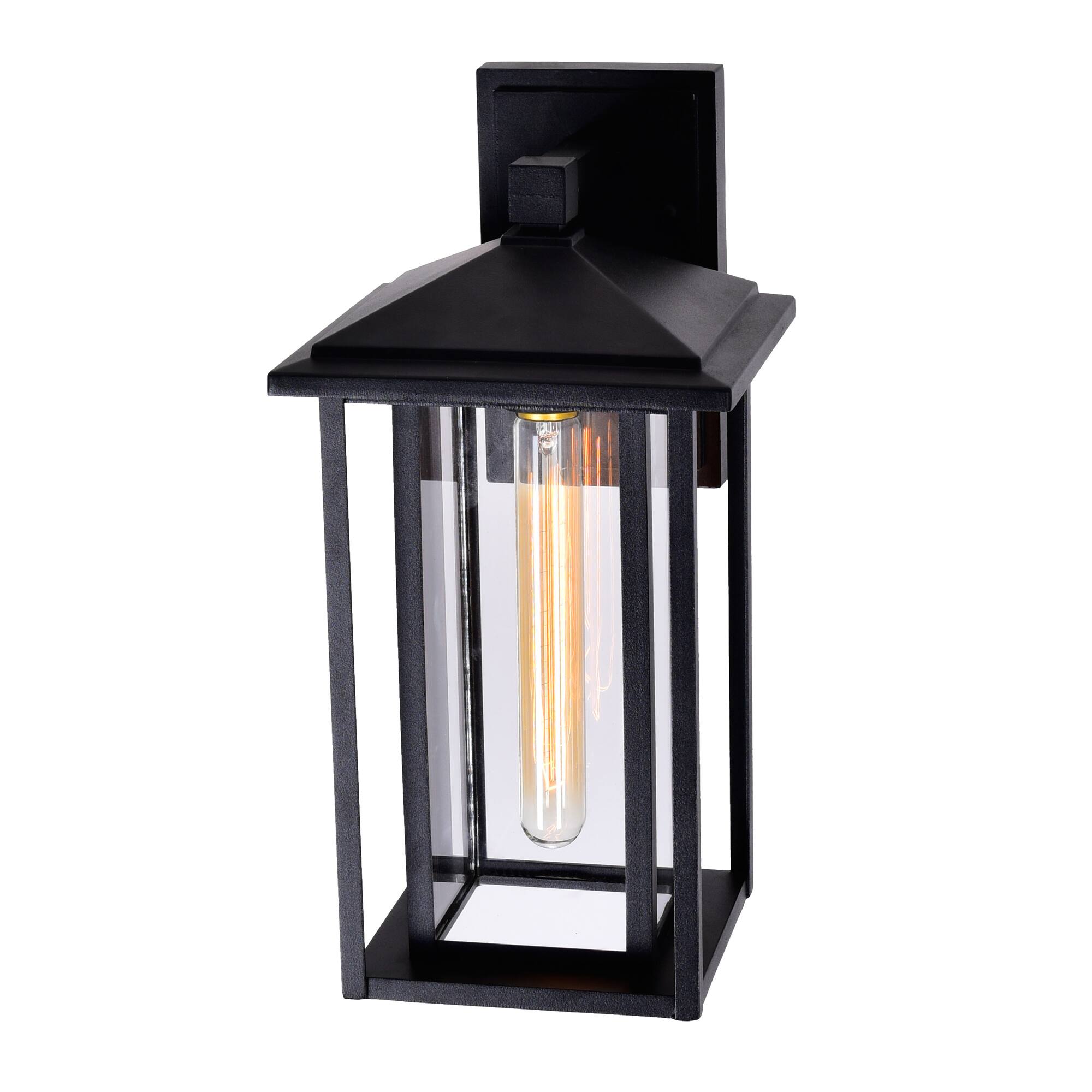 Left. CWI Lighting - Crawford 1 Light Black Outdoor Wall Light - Black.