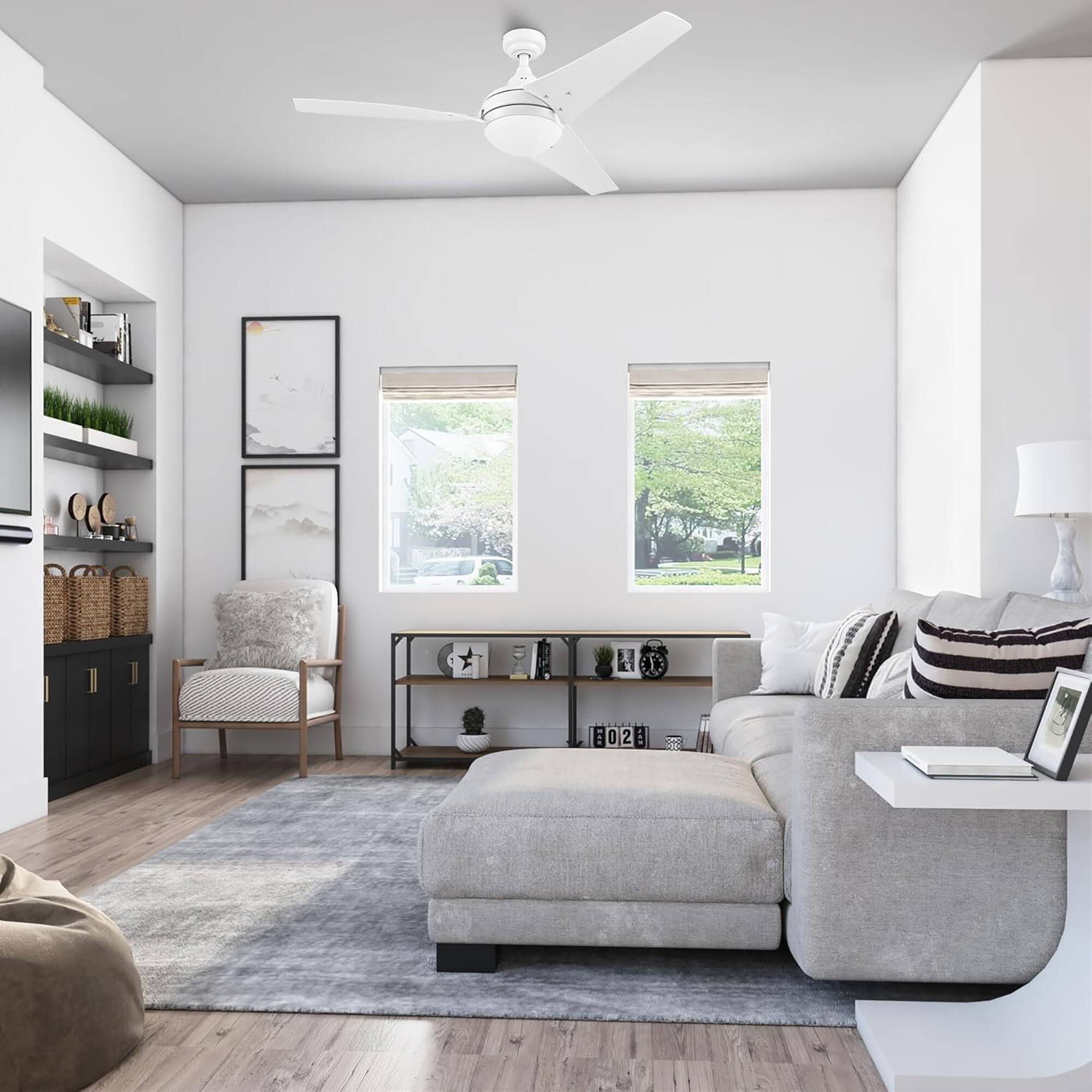 Alt View 6. Honeywell - Honeywell Neyo Ceiling Fan, Quiet Motor & Remote Control, 52 Inch, Bright White - White.