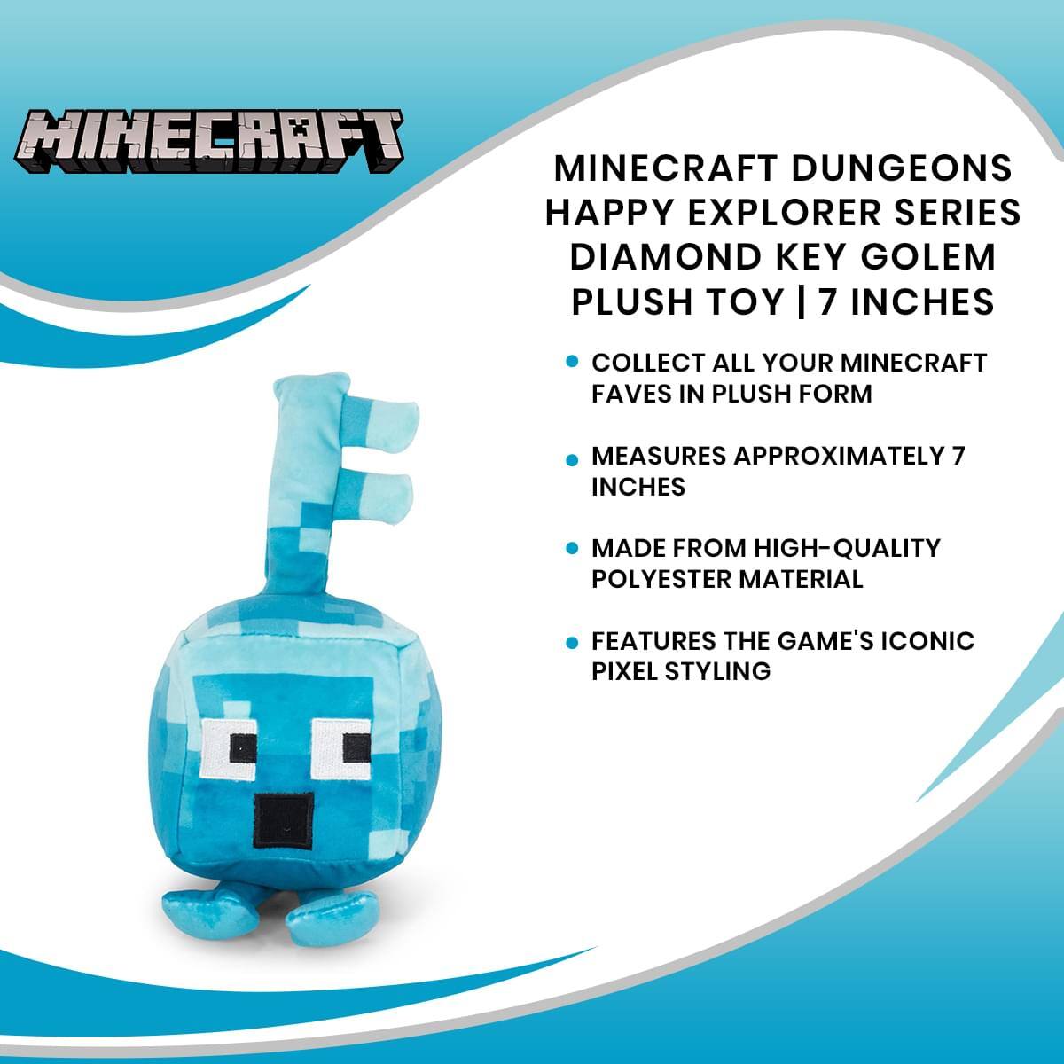 Minecraft Dungeons Happy Explorer Series Diamond Key Golem Plush Toy | 7 Inches

- Collect all your Minecraft faves in plush form
- Measures approximately 7 inches
- Made from high-quality polyester material
- Features the game's iconic pixel styling