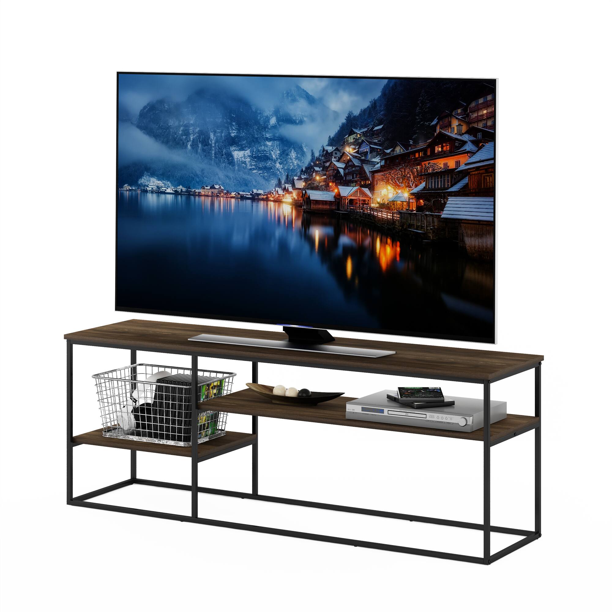 Alt View 3. Furinno - Moretti Modern Lifestyle TV Stand for TV up to 65 Inch - Columbia Walnut.