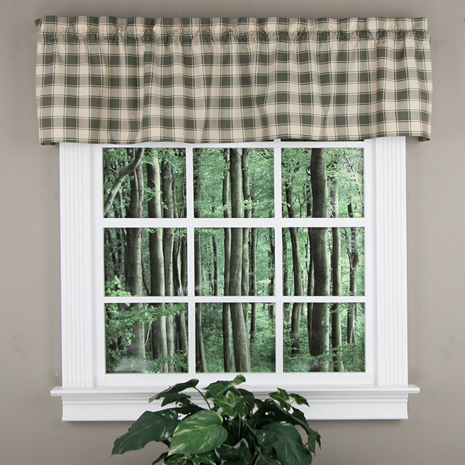Angle. Ellis Curtain - ELLIS 50% Polyester 50% Cotton Country Check Tailored With 1.5" Rod Pocket Valance 58" x 15" Mist - Mist.
