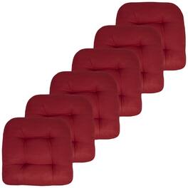 Sweet Home Collection - Patio Cushions Indoor/Outdoor Chair Pads Tufted 19" x 19", 6-Pack - Red