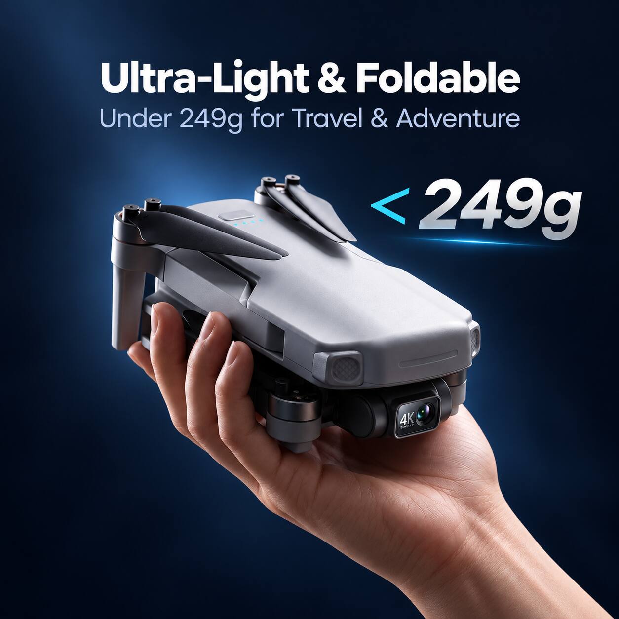Ultra-Light & Foldable  
Under 249g for Travel & Adventure  
< 249g