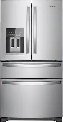 Front. Whirlpool - 25 Cu. Ft. Wide French Door Bottom Mount Refrigerator with Two-Tier Freezer Storage - Fingerprint Resistant Stainless Steel.