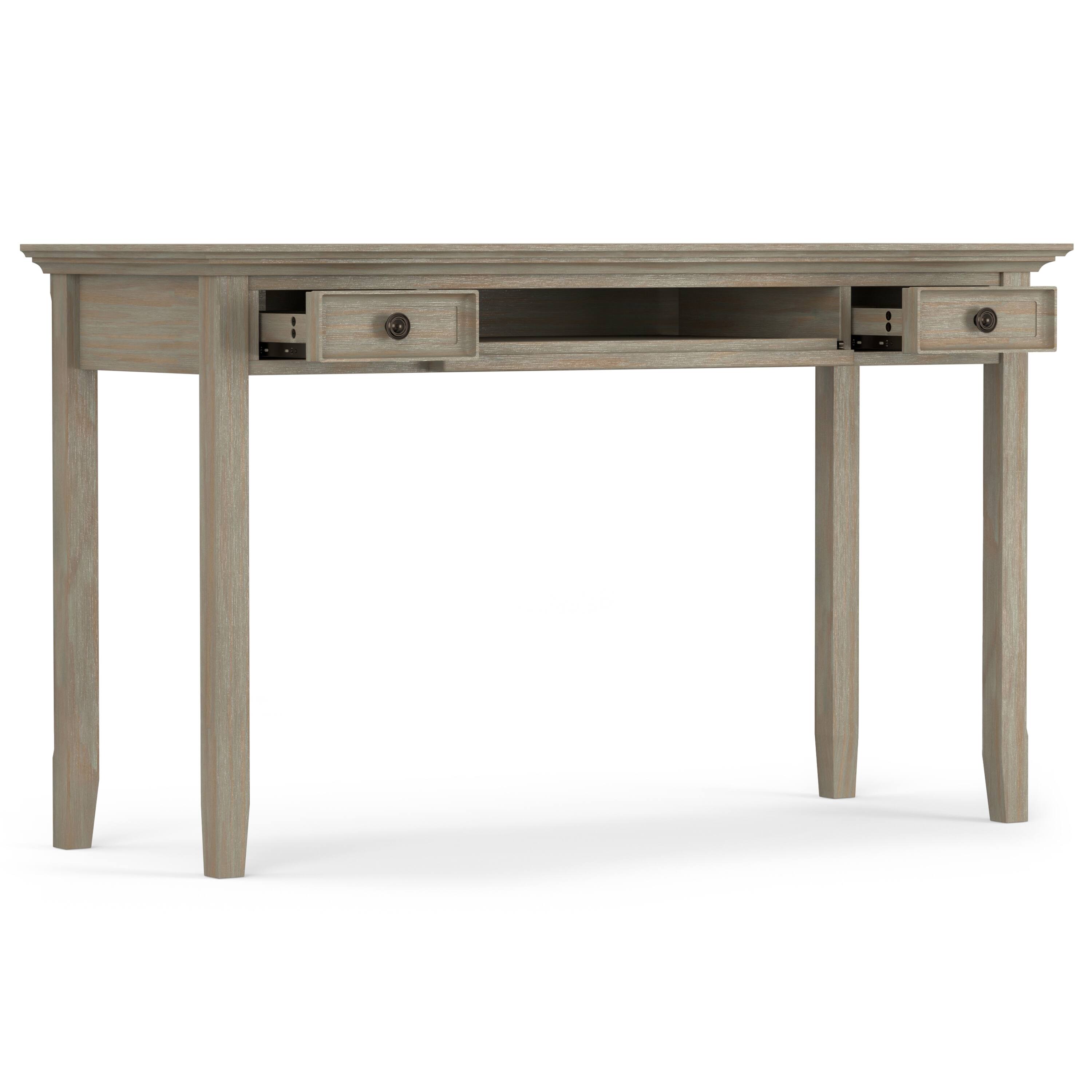 Back. Simpli Home - Amherst 54 inch Wide Solid Wood Desk in Distressed Grey - Distressed Grey.