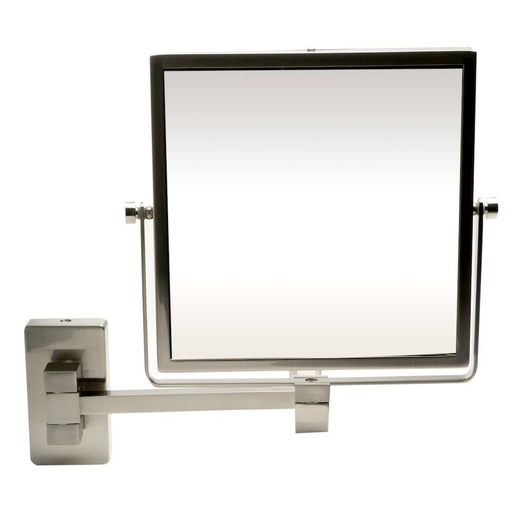 Back. Alfi - 8" Square Wall Mounted 5x Magnify Cosmetic Mirror - Silver.