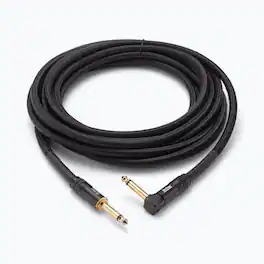 On Stage Stands - On-Stage Production-Grade ICR-25 Braided Instrument Cable (Gold Plated Right Angle to Straight Connectors, Double - Black