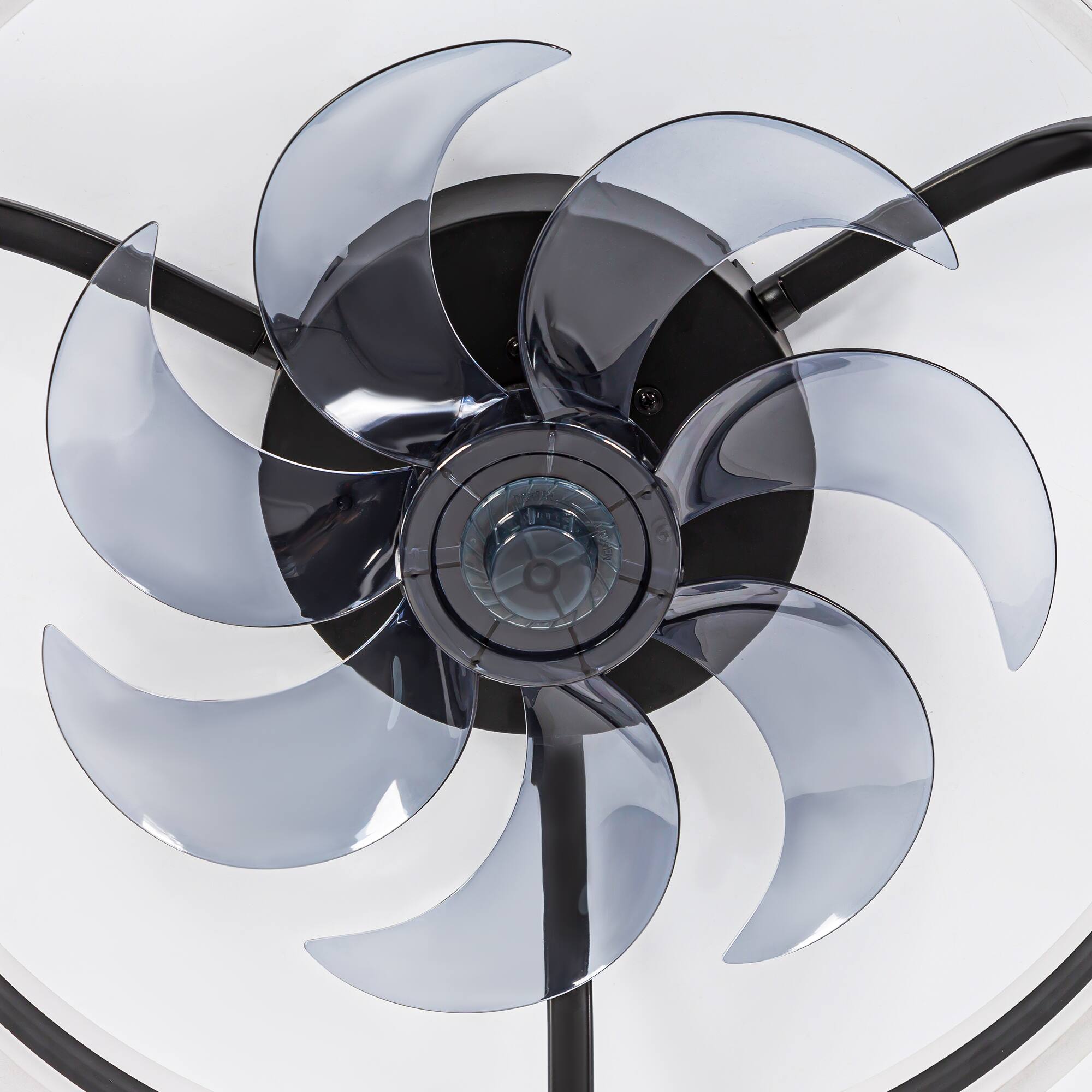 Alt View 6. Breezary - 20-Inch Modern Flush Mount Cage Fan with LED Light & Remote, Timer, 7 PC Blades, 6-Speed DC Motor - black.