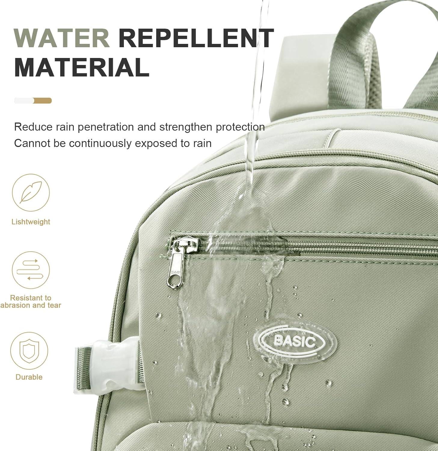 **WATER REPELLENT MATERIAL**

- Reduce rain penetration and strengthen protection
- Cannot be continuously exposed to rain

- Lightweight
- Resistant to abrasion and tear
- Durable