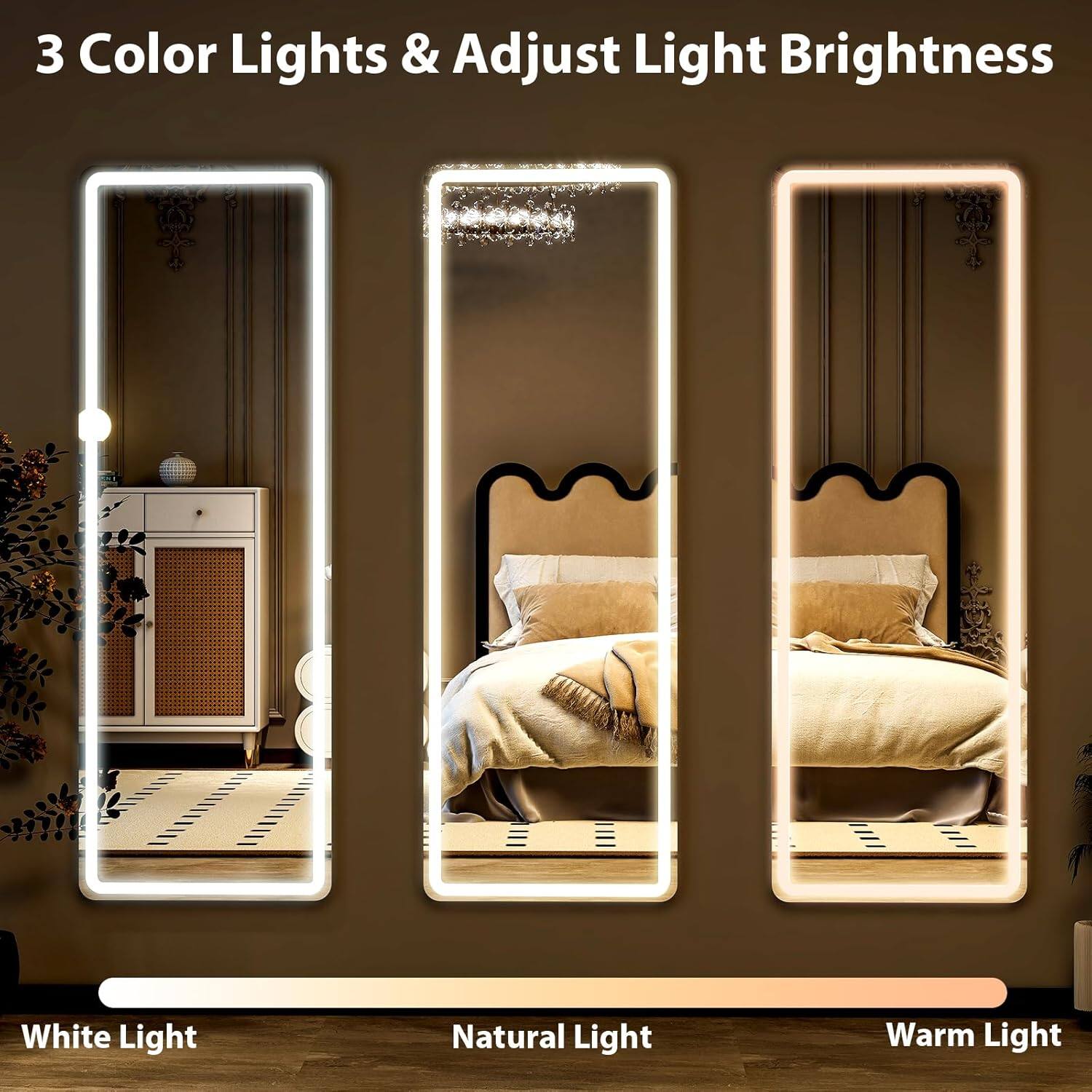 3 Color Lights & Adjust Light Brightness

White Light  
Natural Light  
Warm Light