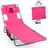 Front. Costway - Costway Patio Tanning Chair,Folding Beach Lounge Chair with 5-Position Adjustable Backrest - Pink.