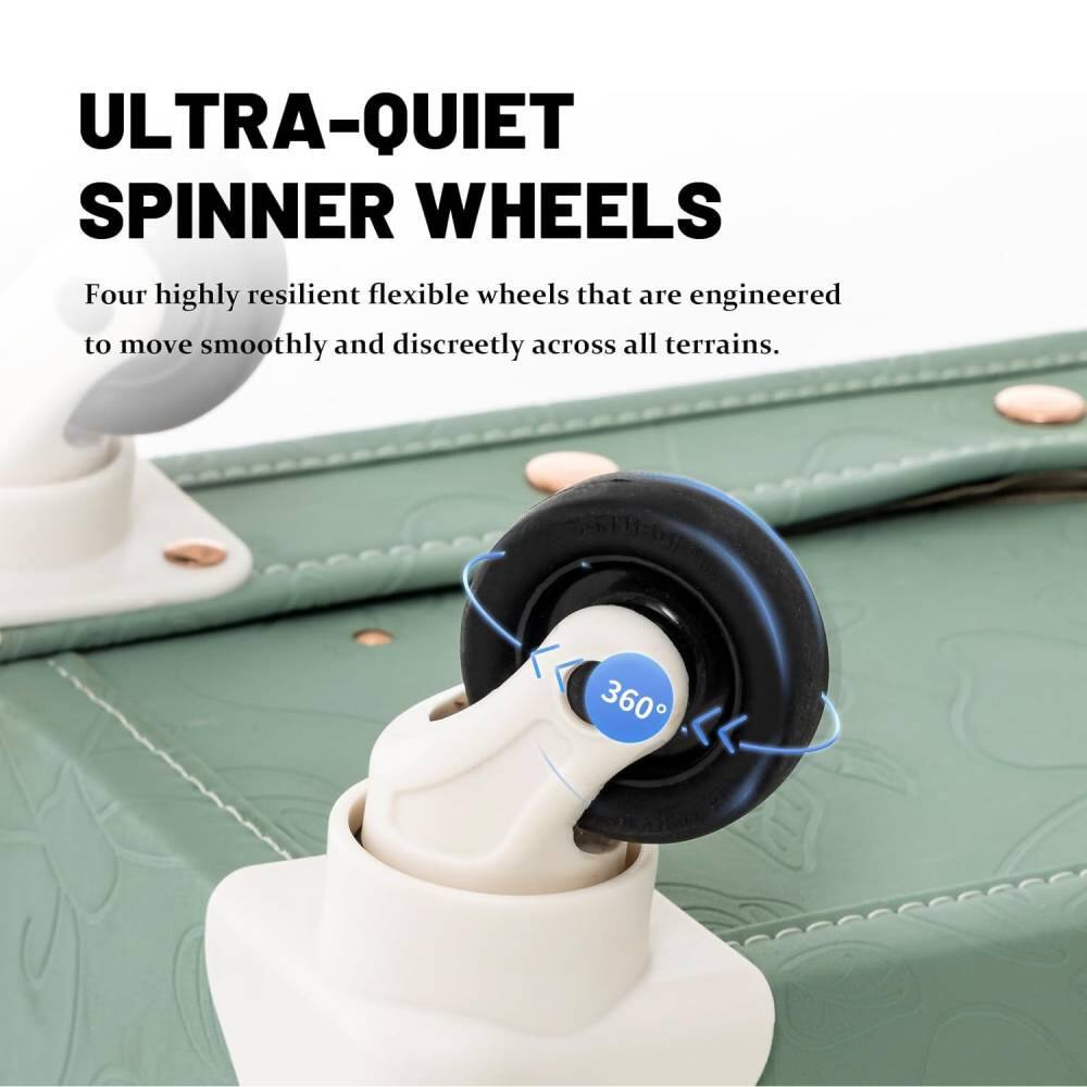 ULTRA-QUIET SPINNER WHEELS

Four highly resilient flexible wheels that are engineered to move smoothly and discreetly across all terrains.