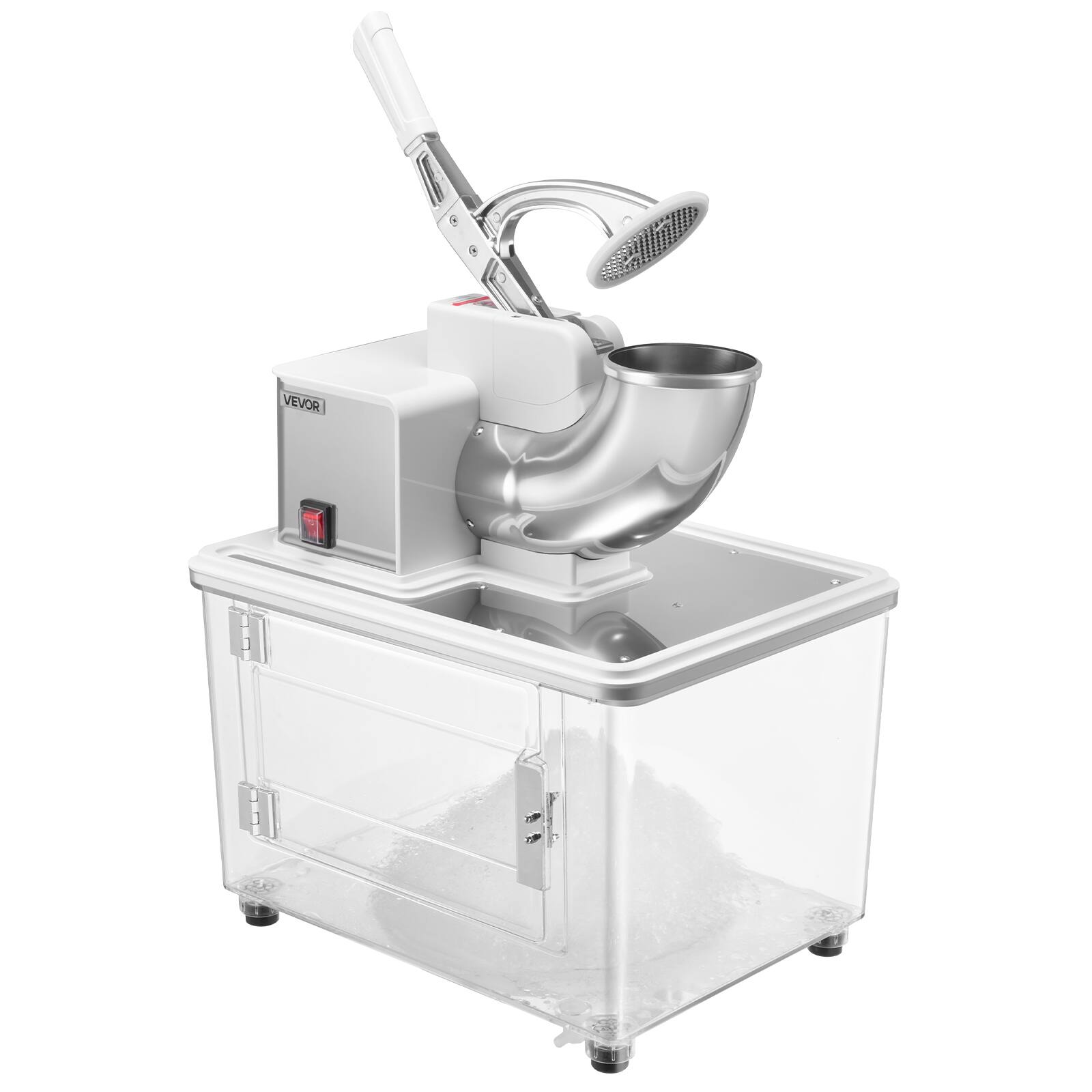 Alt View 5. VEVOR - Commercial Ice Crusher 661LBS/H,350W Electric Snow Cone Machine with 4 Blades,1400RPM Stainless Steel Shaved Ice Machine - White.