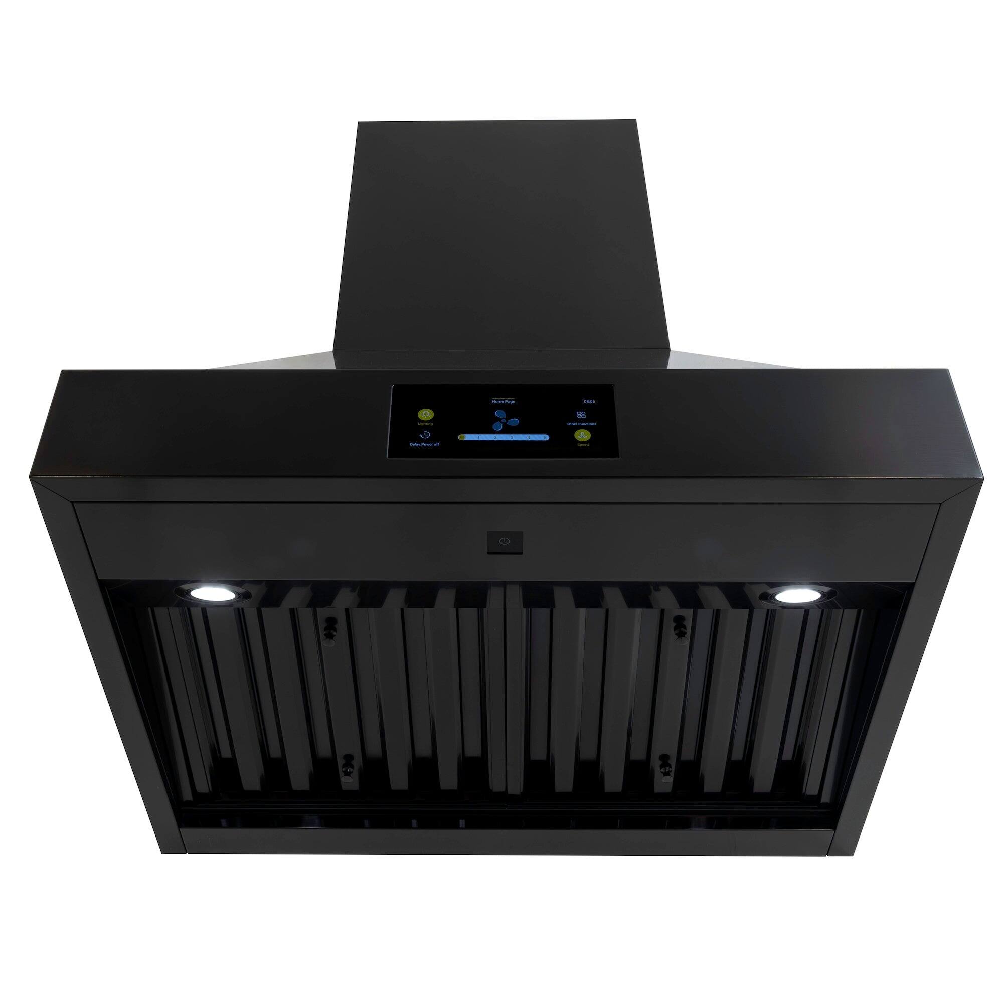 Alt View 1. Induction Hardware - 36 Inch Range Hood, Professional Wall Mount Vent Hood, 1000 CFM, efficient DC-Motor, Ultra-Quiet Multi-Speed, LED Lights - Black.