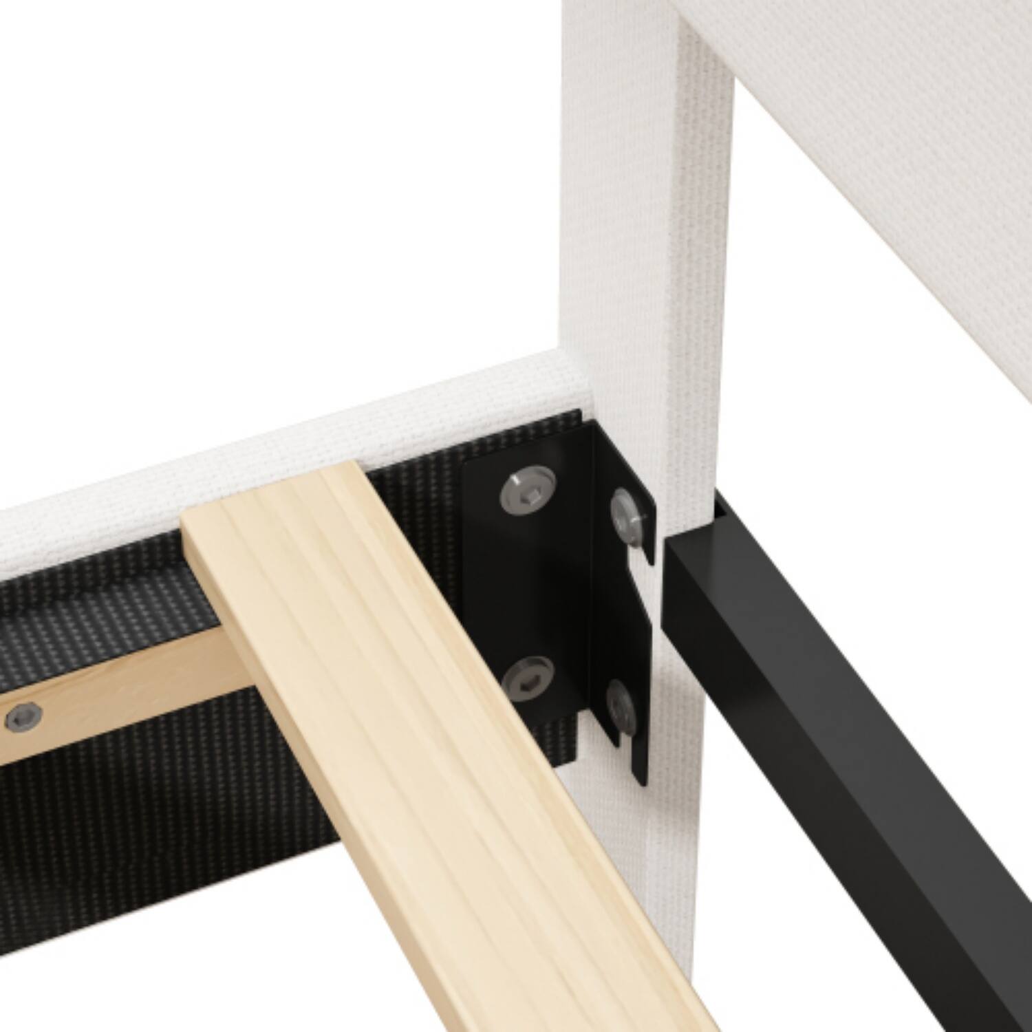 Alt View 3. LUCKY ONE - King Size Platform Bed with Adjustable Headboard - No Box Spring Needed, 1000 lbs Cap - White.