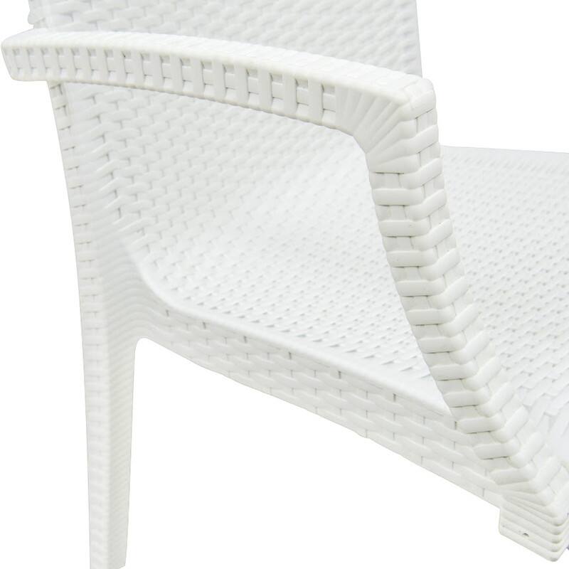 Alt View 3. LeisureMod - Mace Modern Stackable Indoor Outdoor Dining Chair - UV Protected and  No Assembly Required - White.