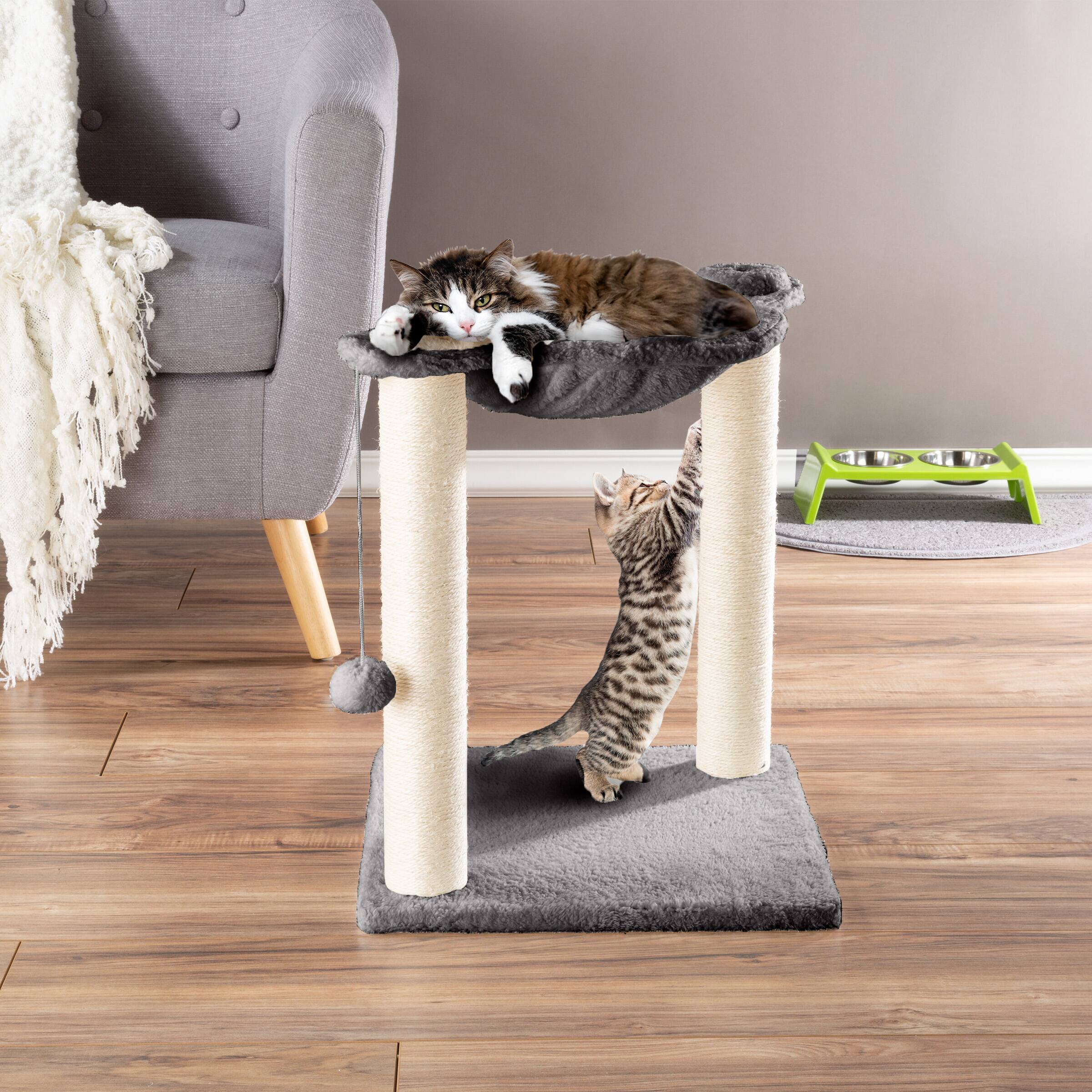 Alt View 1. PetMaker - Cat Hammock with Scratching Posts - Gray.
