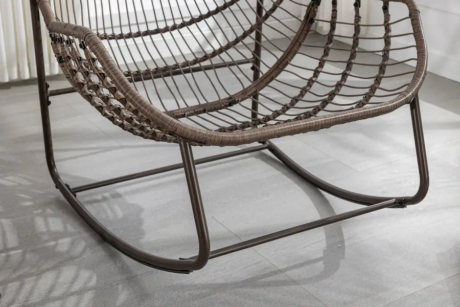 GOODSILO Outdoor Rattan Rocking Chair Padded Cushion Rocker Recliner ...