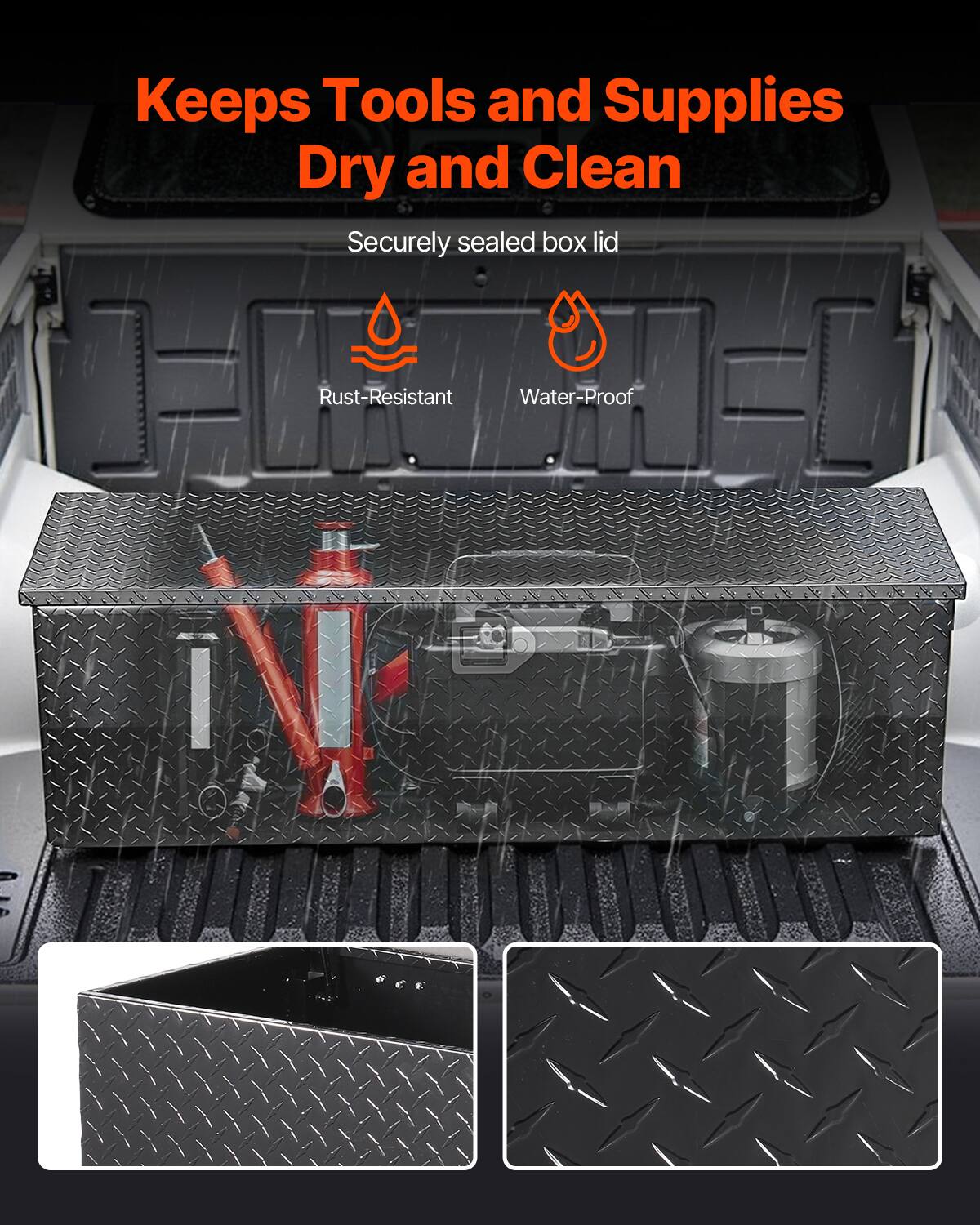 Keeps Tools and Supplies Dry and Clean

- Securely sealed box lid
- Rust-Resistant
- Water-Proof