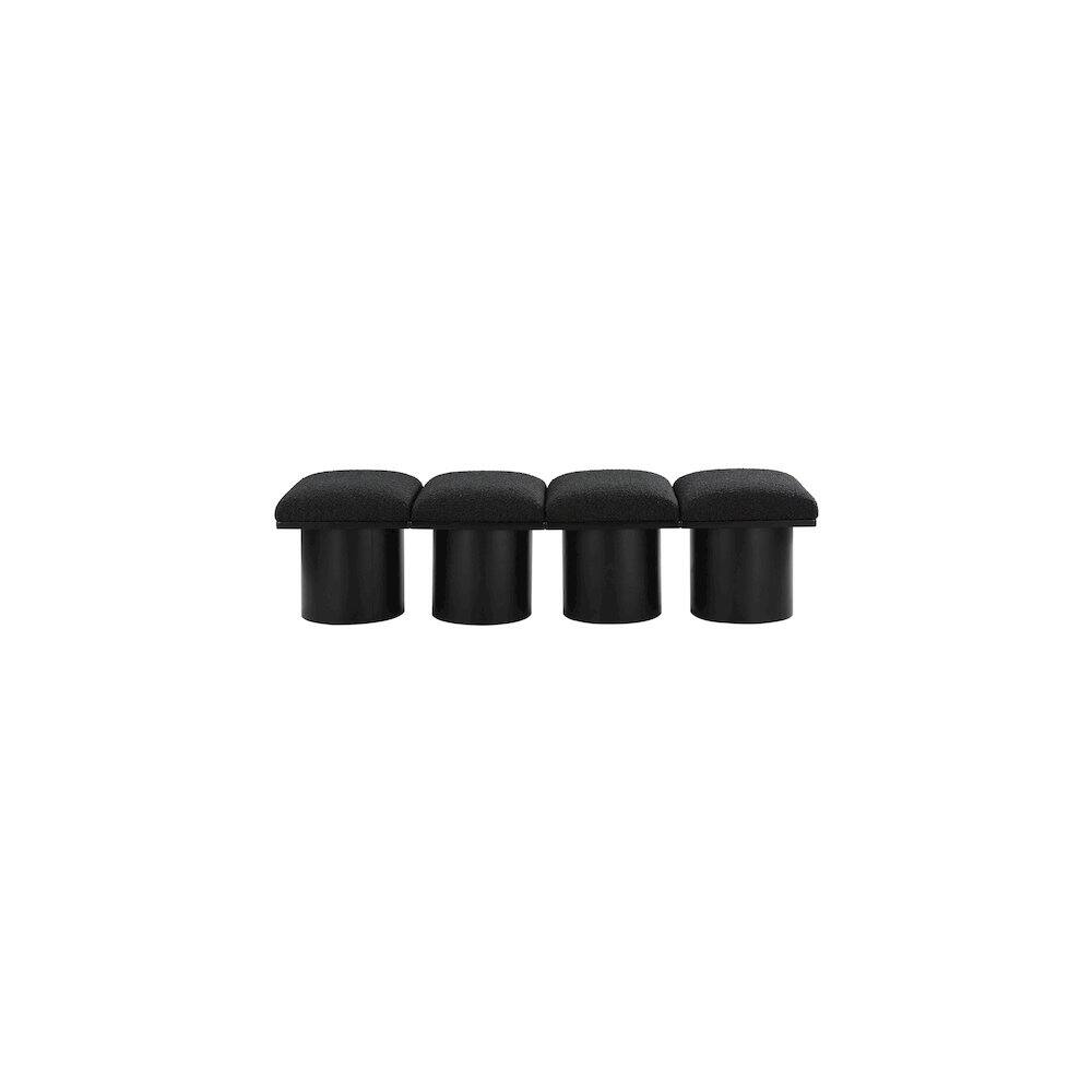 Angle. Meridian Furniture - Pavilion Black Boucle Fabric Bench - Black Boucle Fabric.
