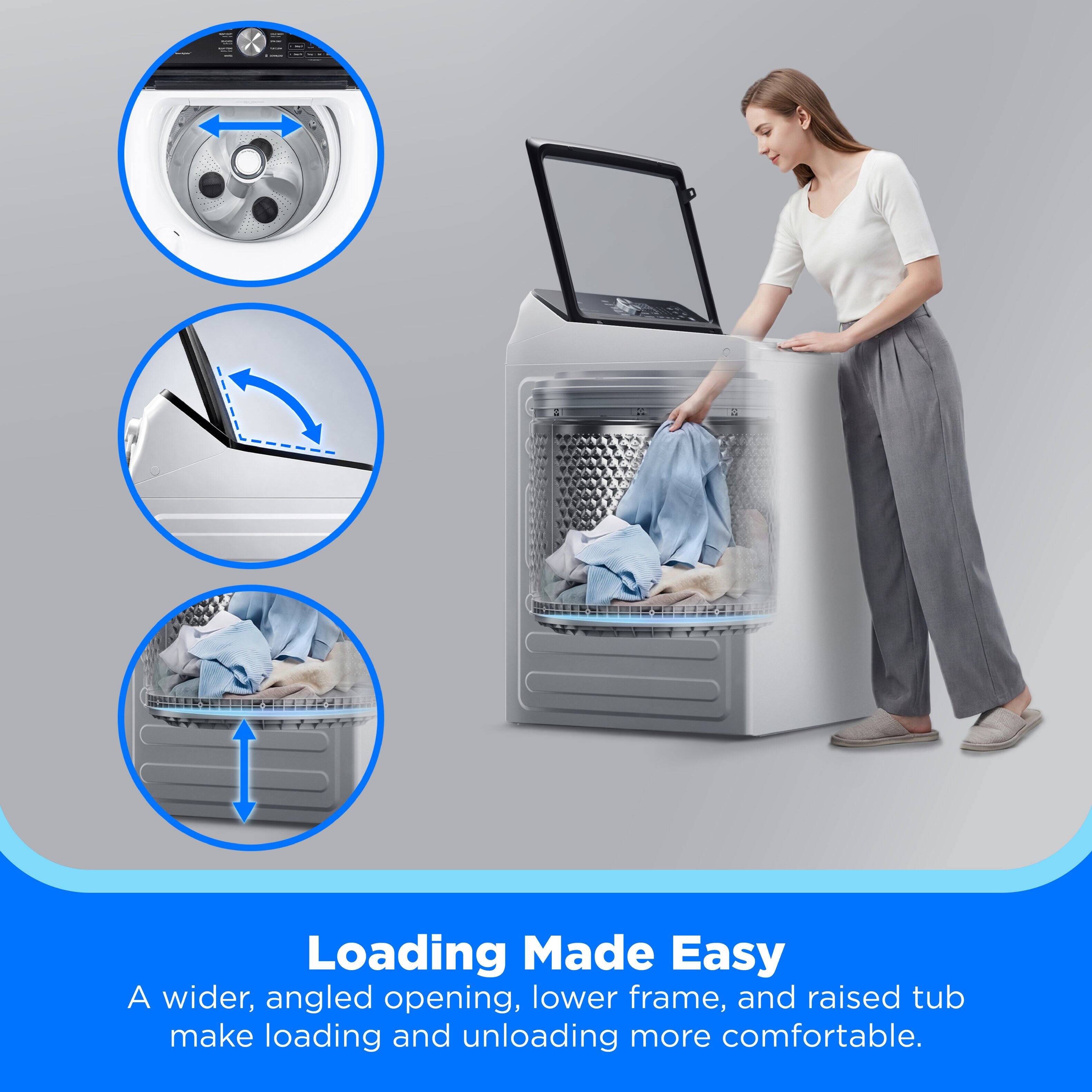Loading Made Easy  
A wider, angled opening, lower frame, and raised tub make loading and unloading more comfortable.