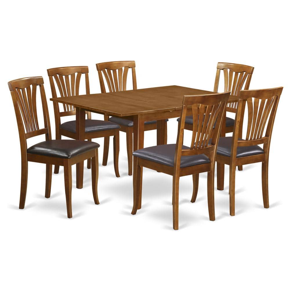 East West Furniture - 7 Pc dinette set for small spaces-Kitchen Tables and 6 Dining Chairs - Saddle Brown price history on PriceWatchPro