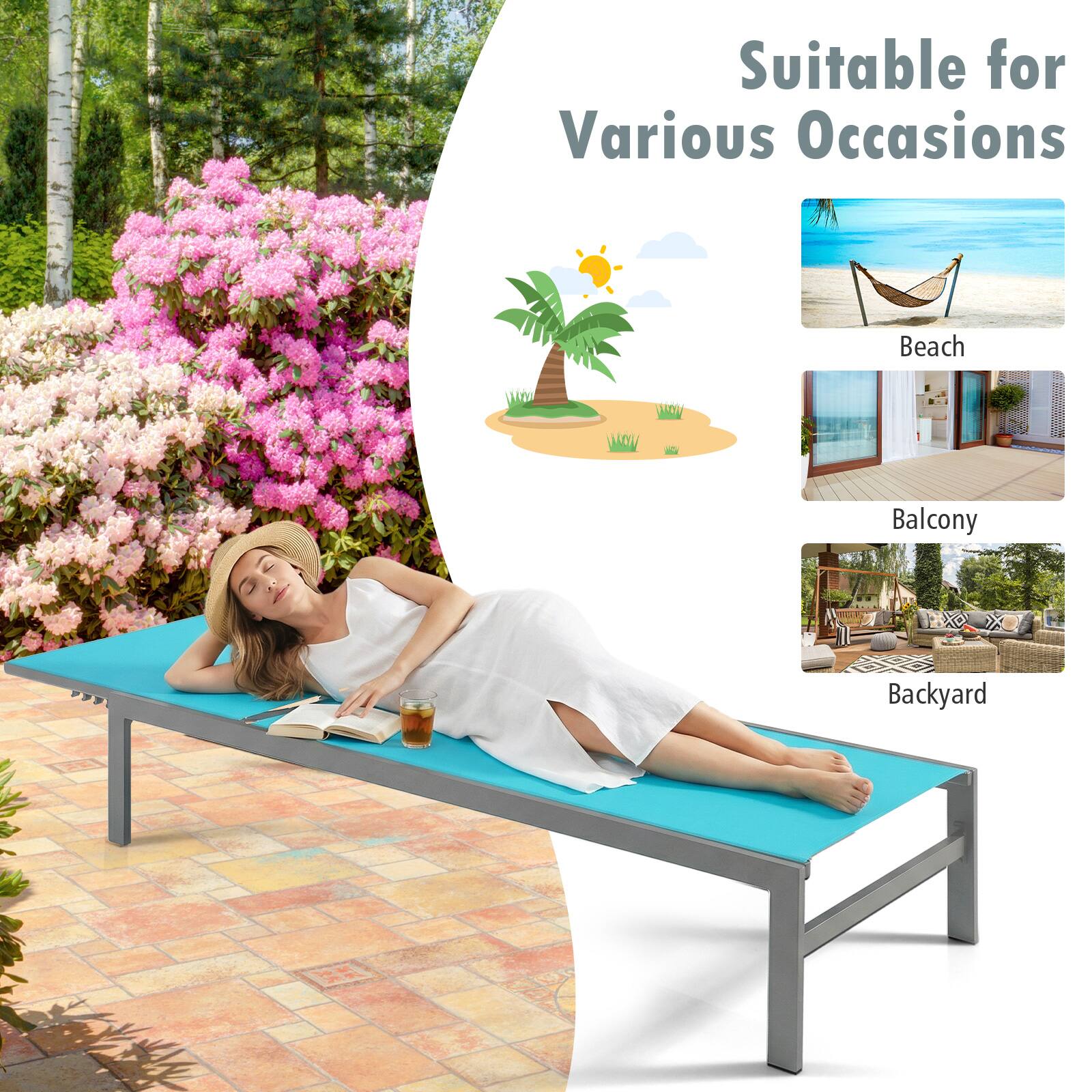 Suitable for Various Occasions

- Beach
- Balcony
- Backyard